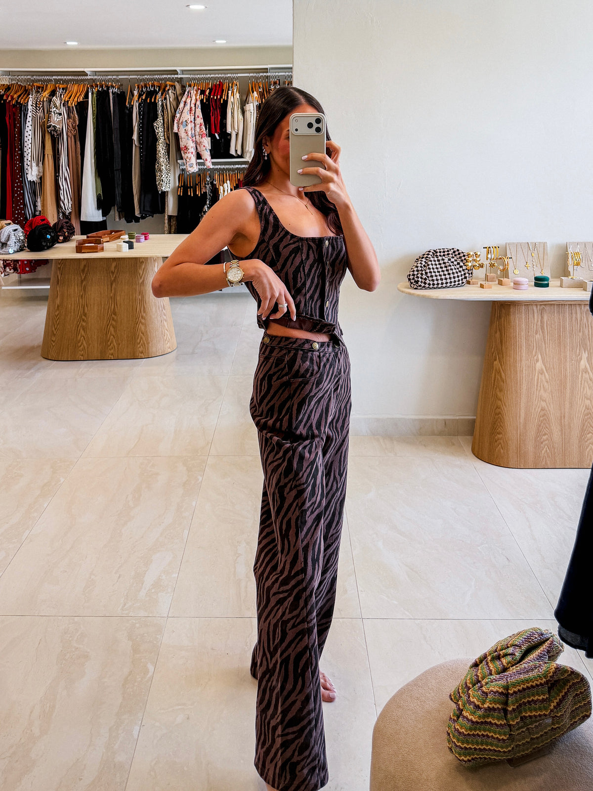 ESTEFANIA BROWN/BLACK ZEBRA PRINT SET