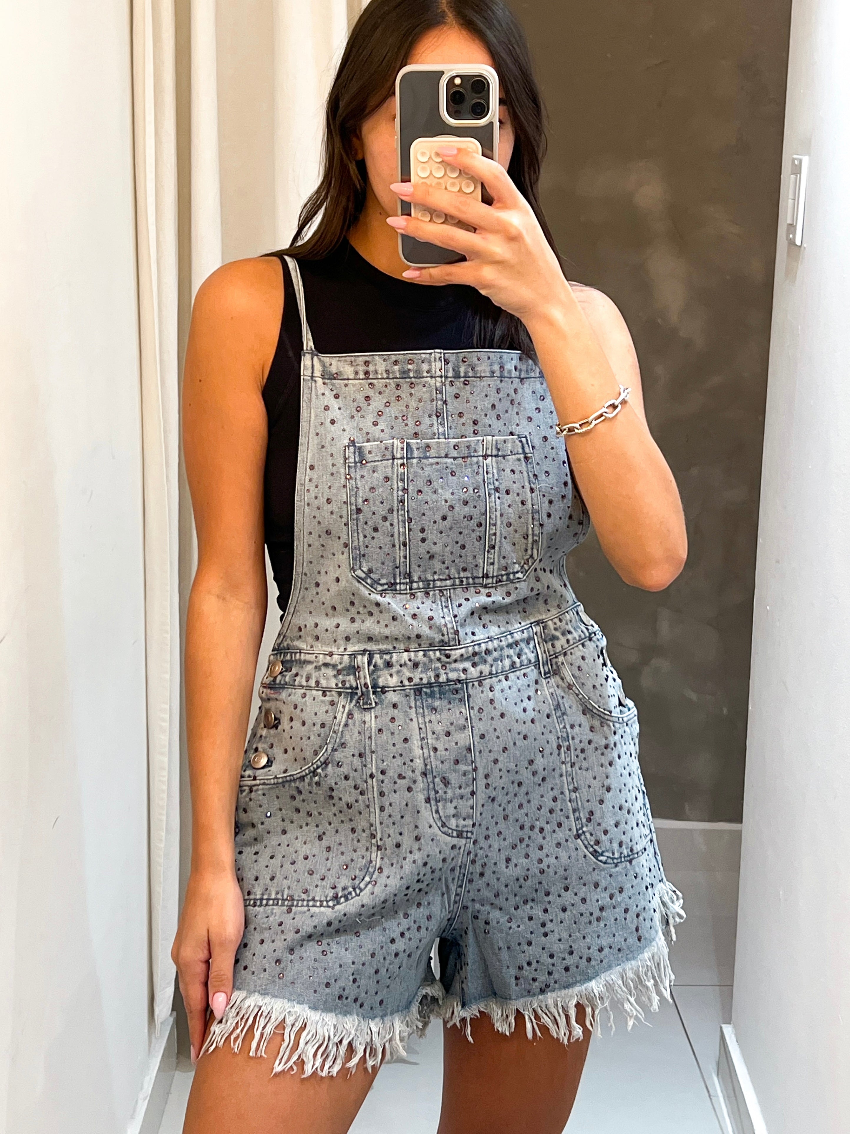 FARAH STUDDED DENIM OVERALL