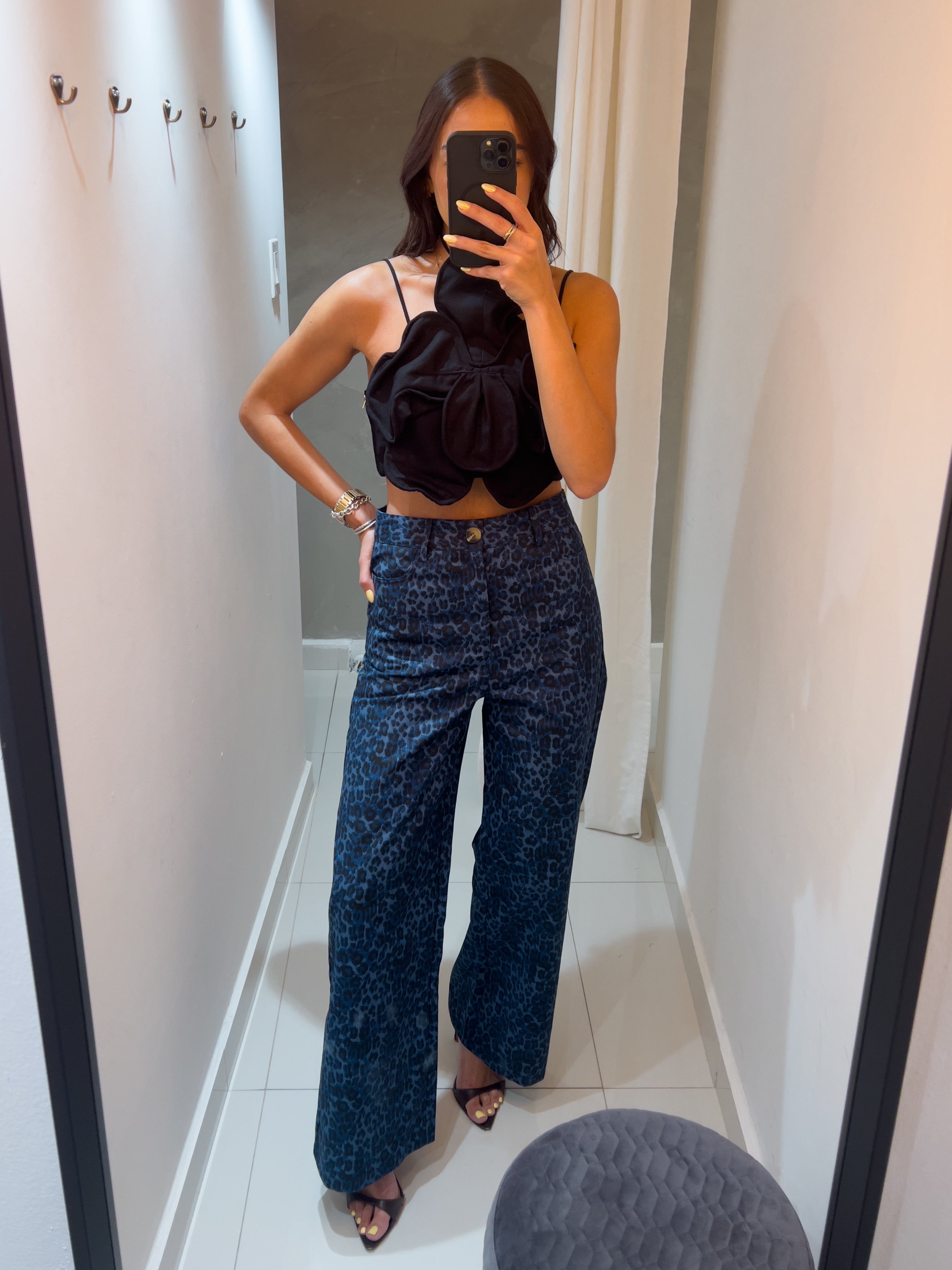 LEAH ROYAL BLUE ANIMAL PRINT PANTS