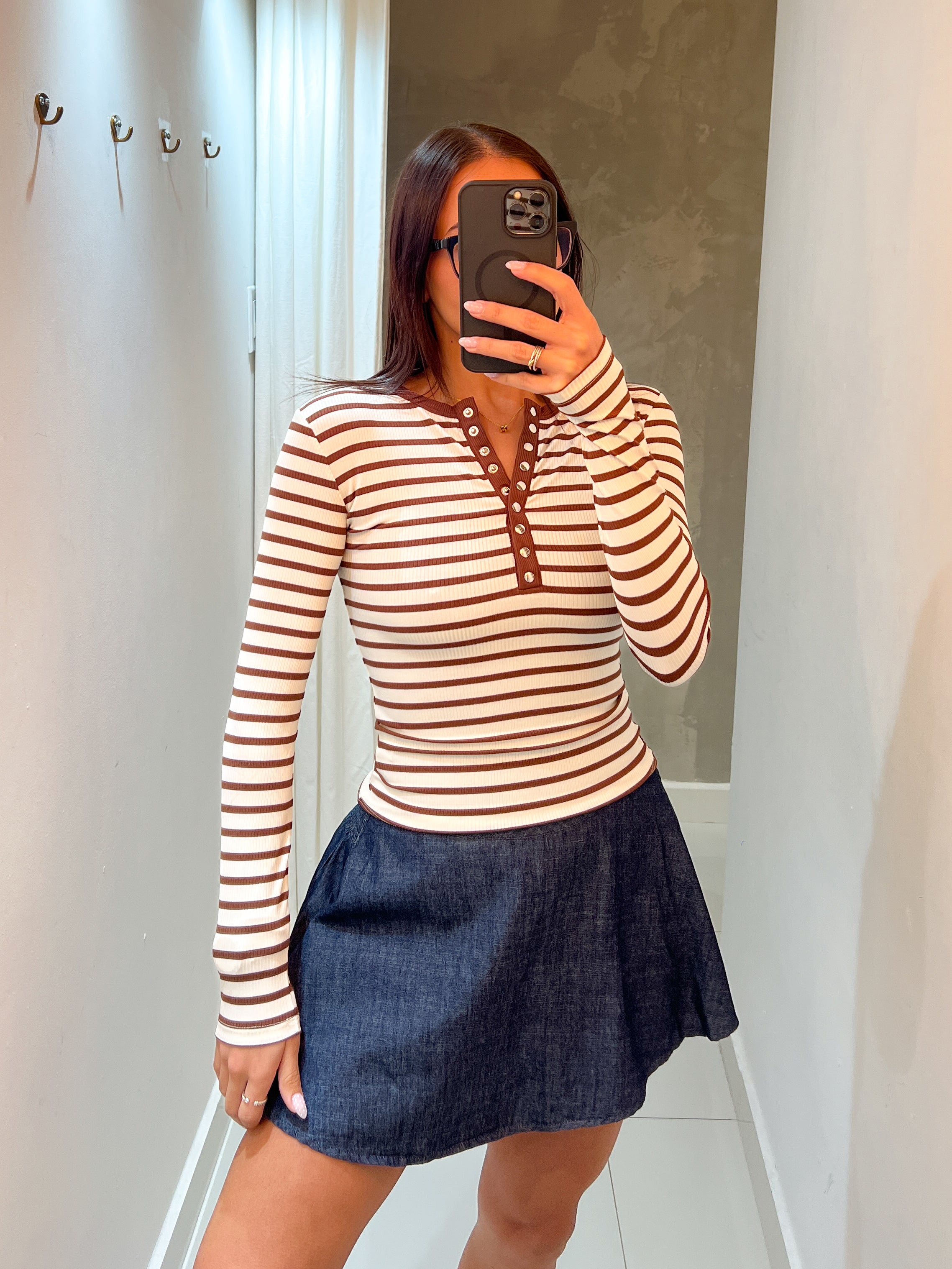 DANIELLE STRIPED KNIT TOP IN CREAM