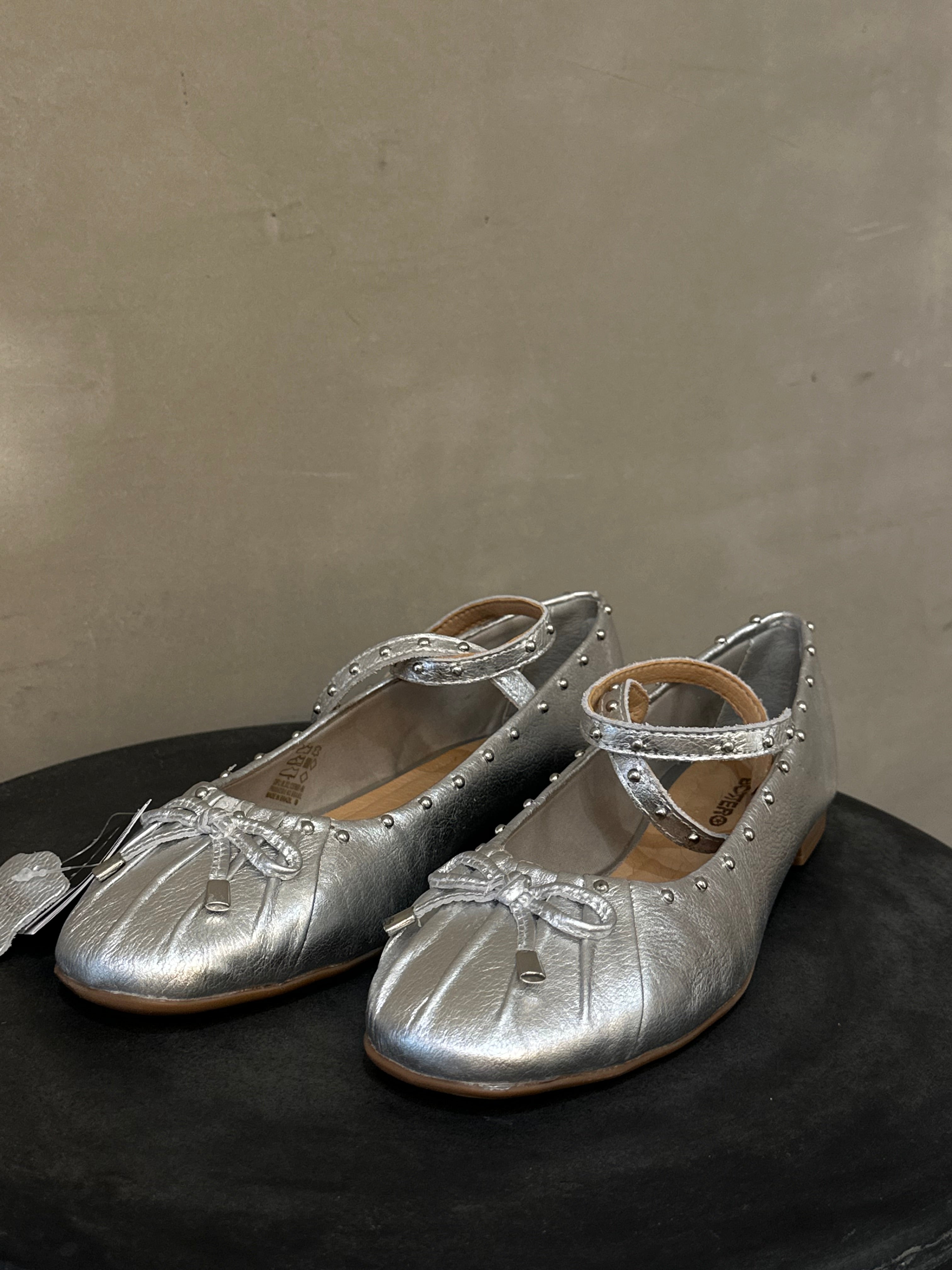 BELLA STUDDED BALLERINA IN SILVER