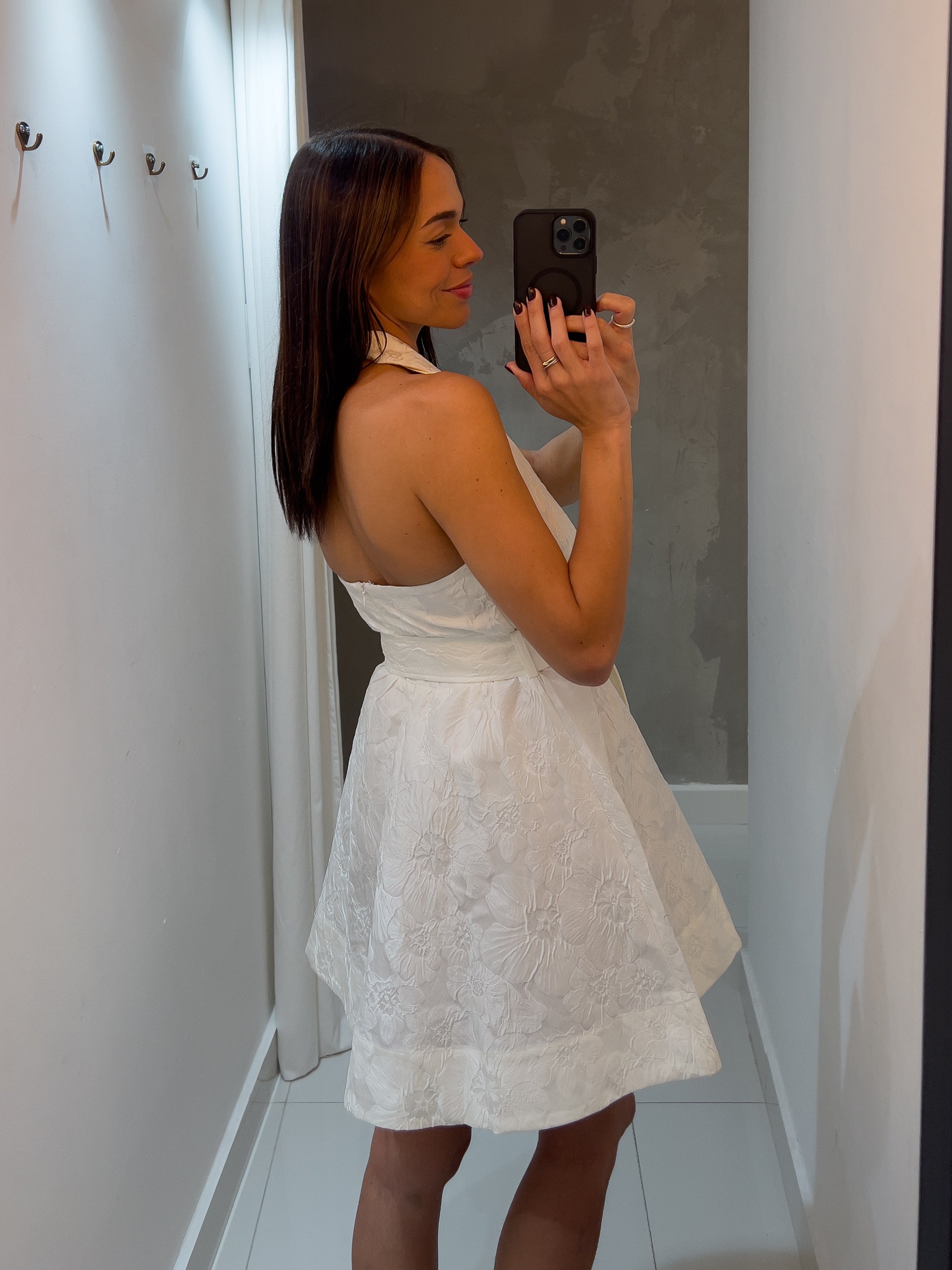 CECILIA WHITE JACQUARD DRESS