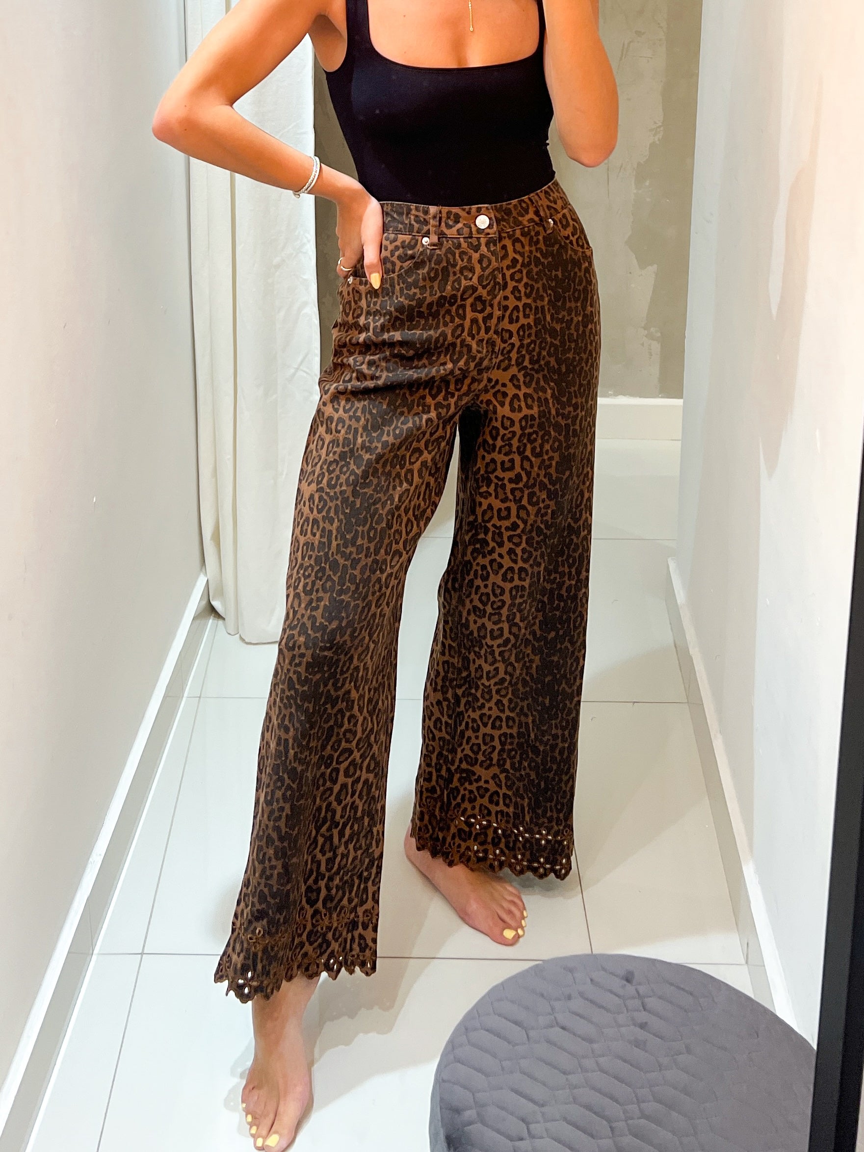 ELISA LEOPARD EYELET DETAIL JEAN