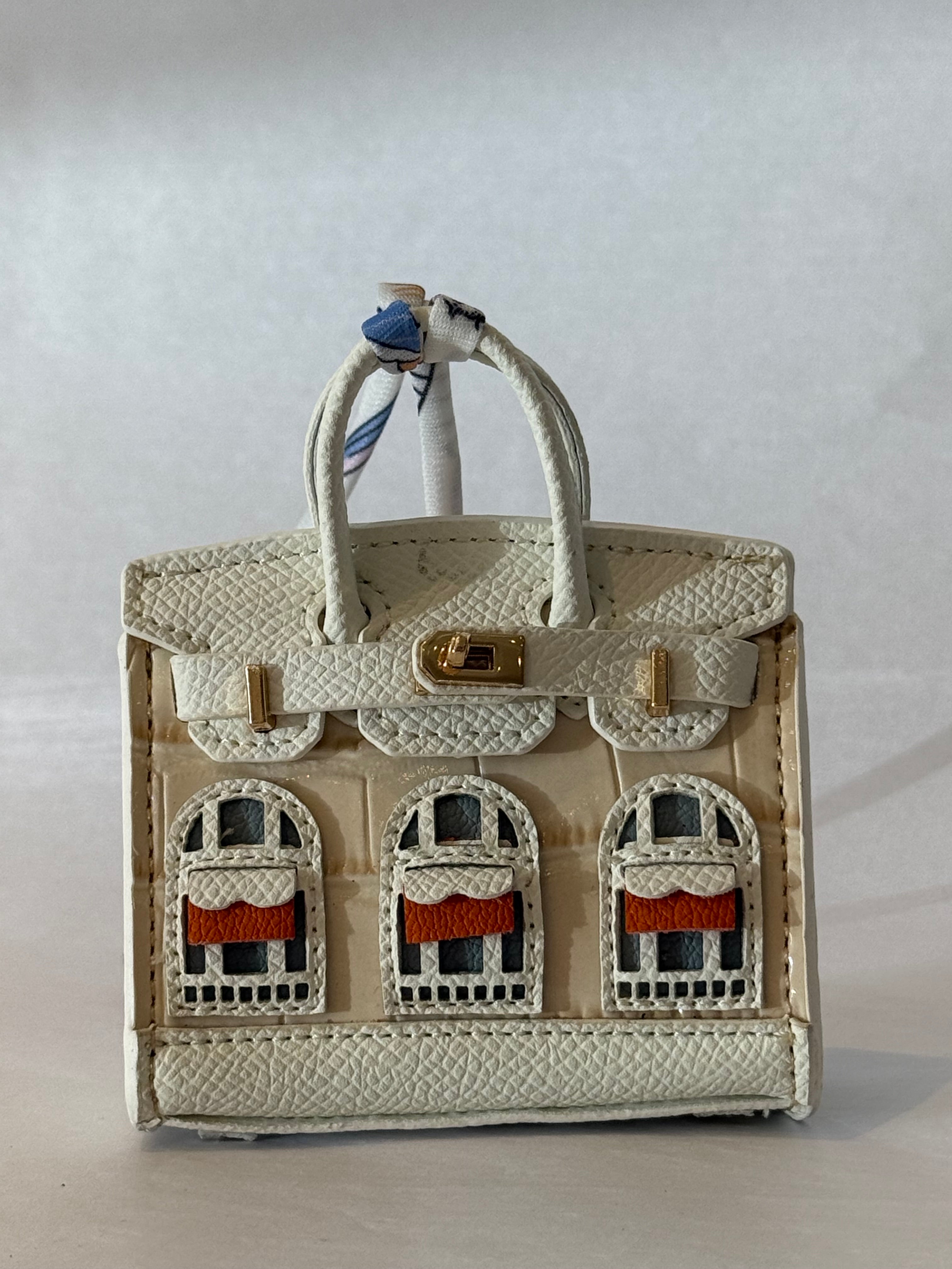 WHITE CROCODILE PATTERN BAG CHARM