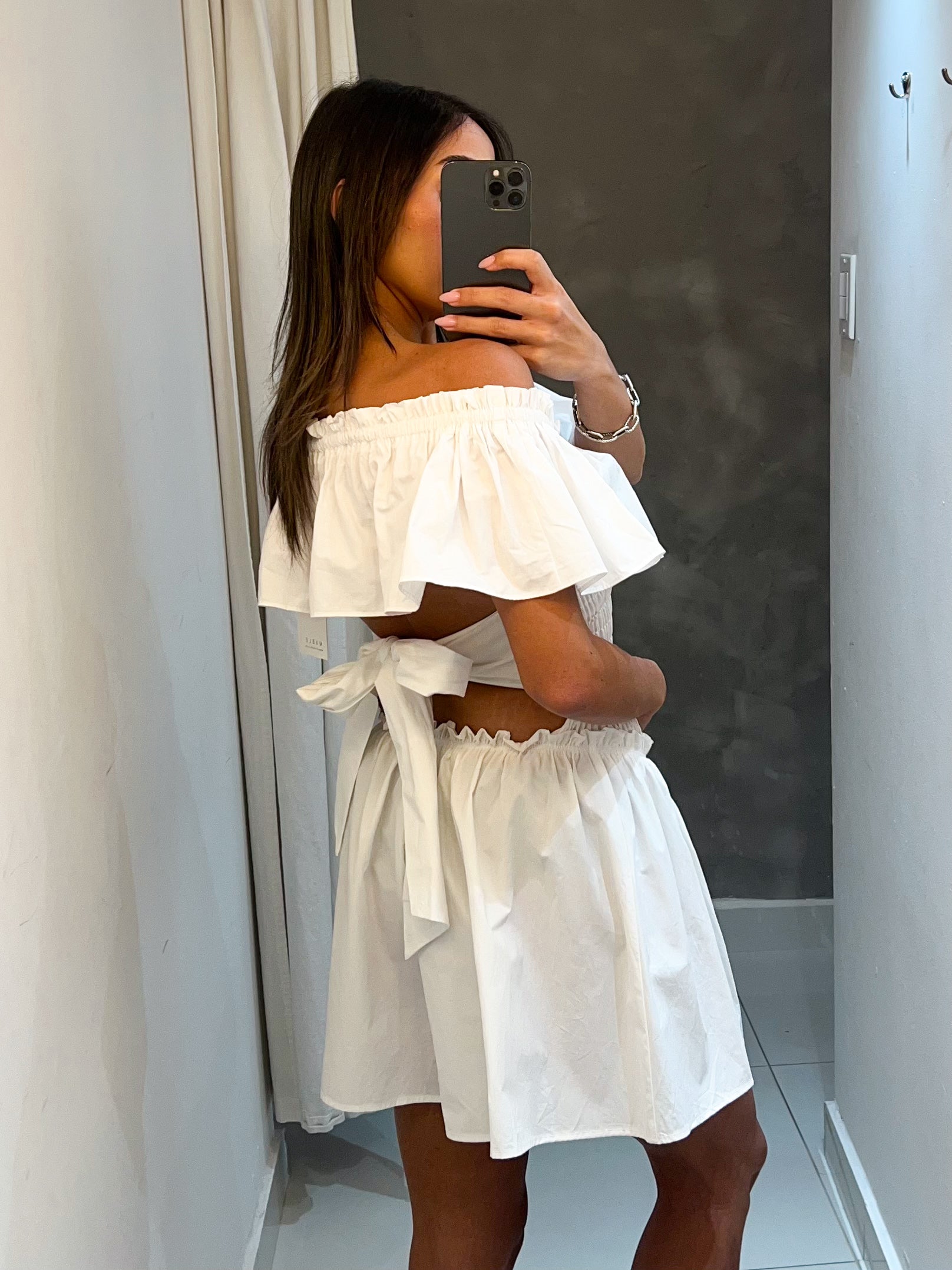 MARTINA RUFFLED OFF SHOULDER ROMPER