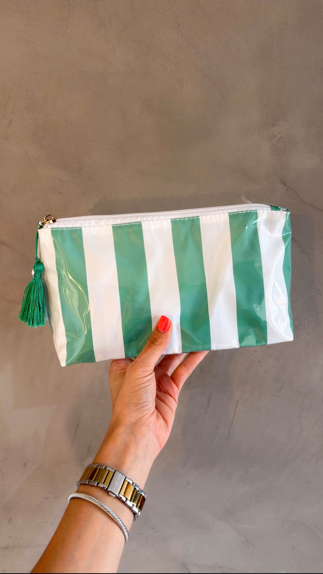 ELLIE POUCH IN GREEN/WHITE