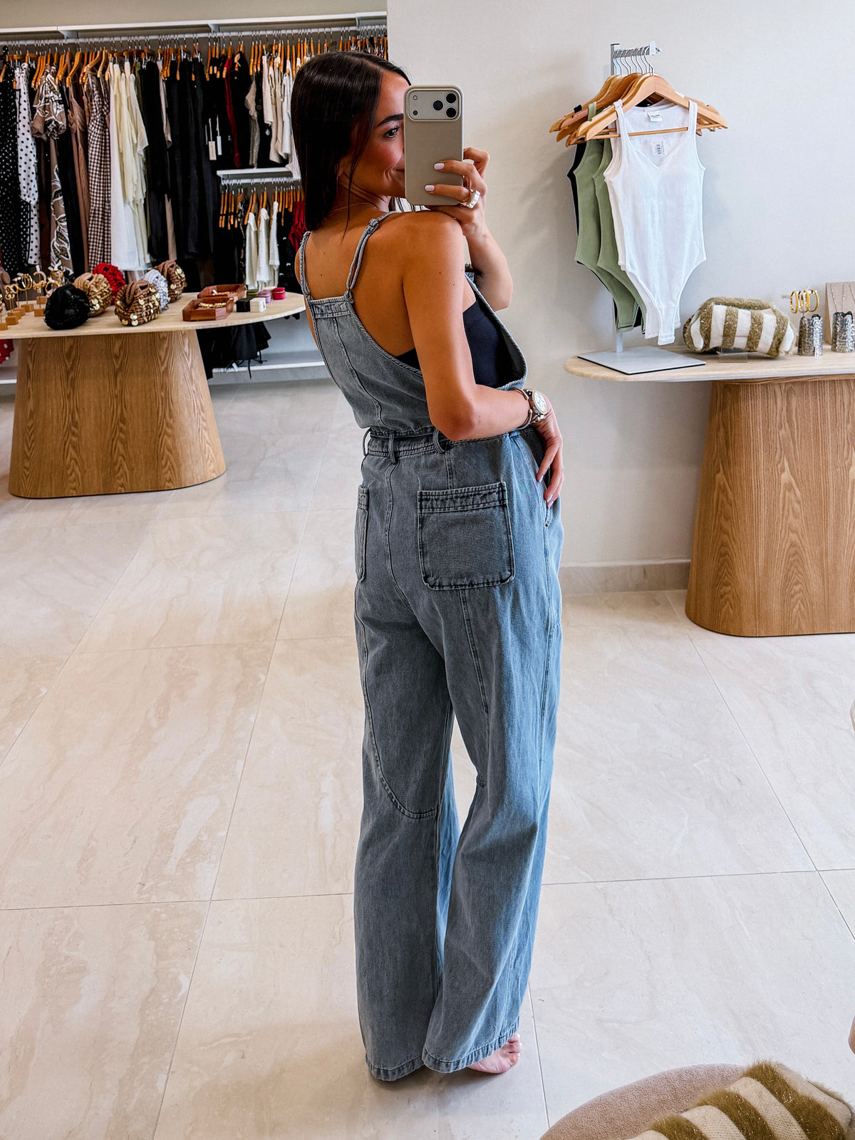 YAZMIN UTILITY DENIM OVERALL JUMPSUIT