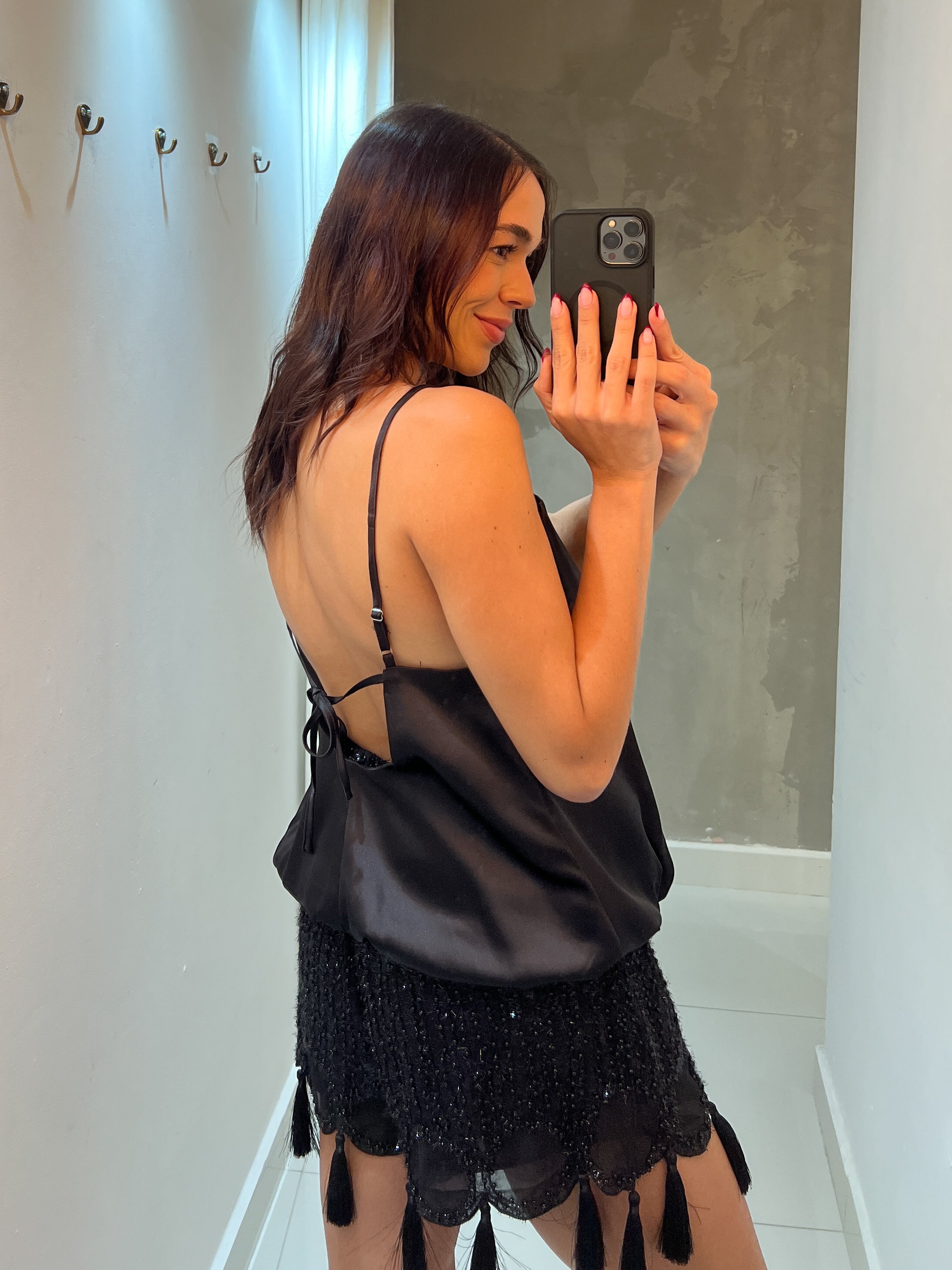 YRIS BLACK BUBBLE CAMI