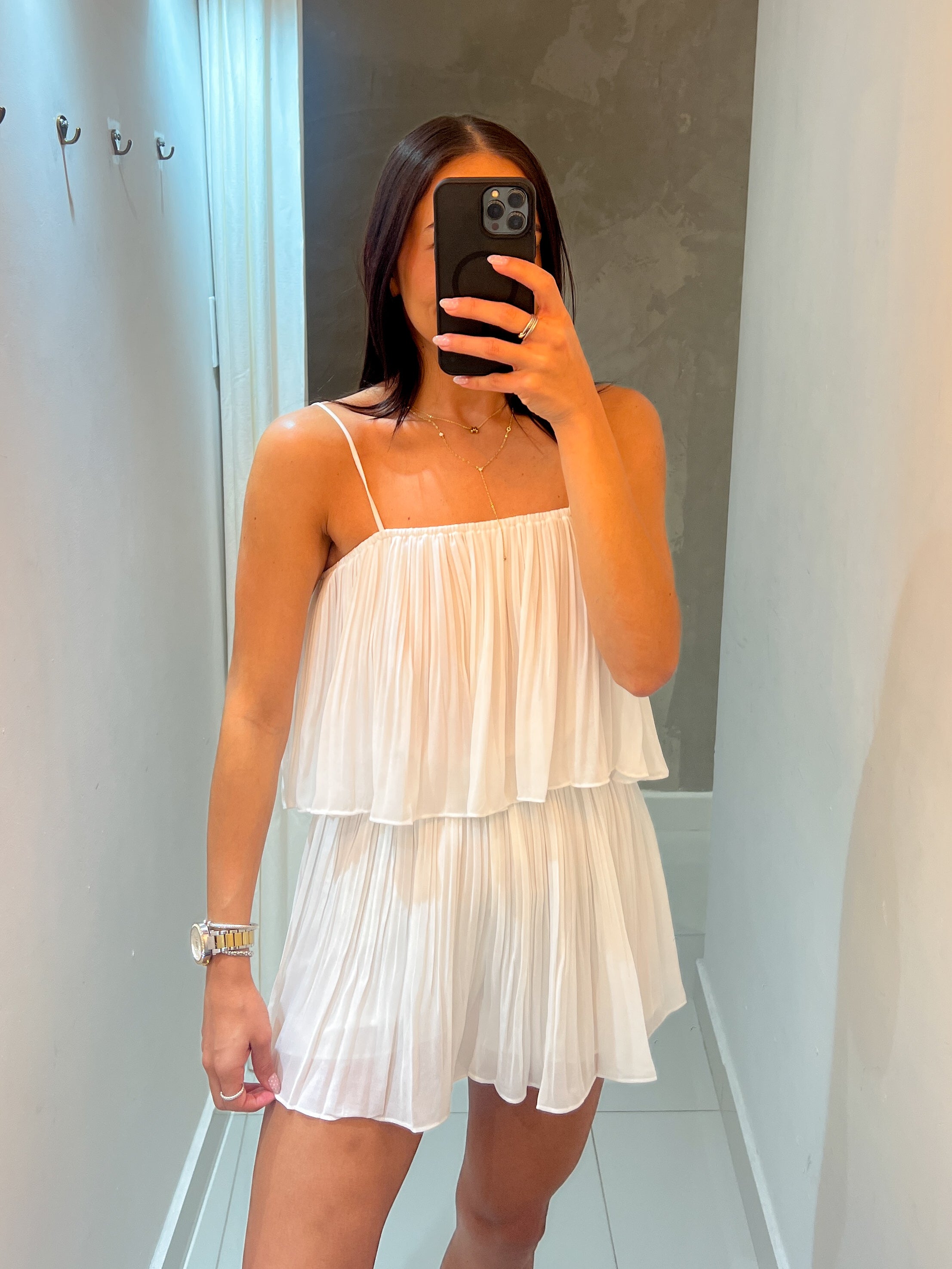 MARCELA PLEATED WHITE ROMPER