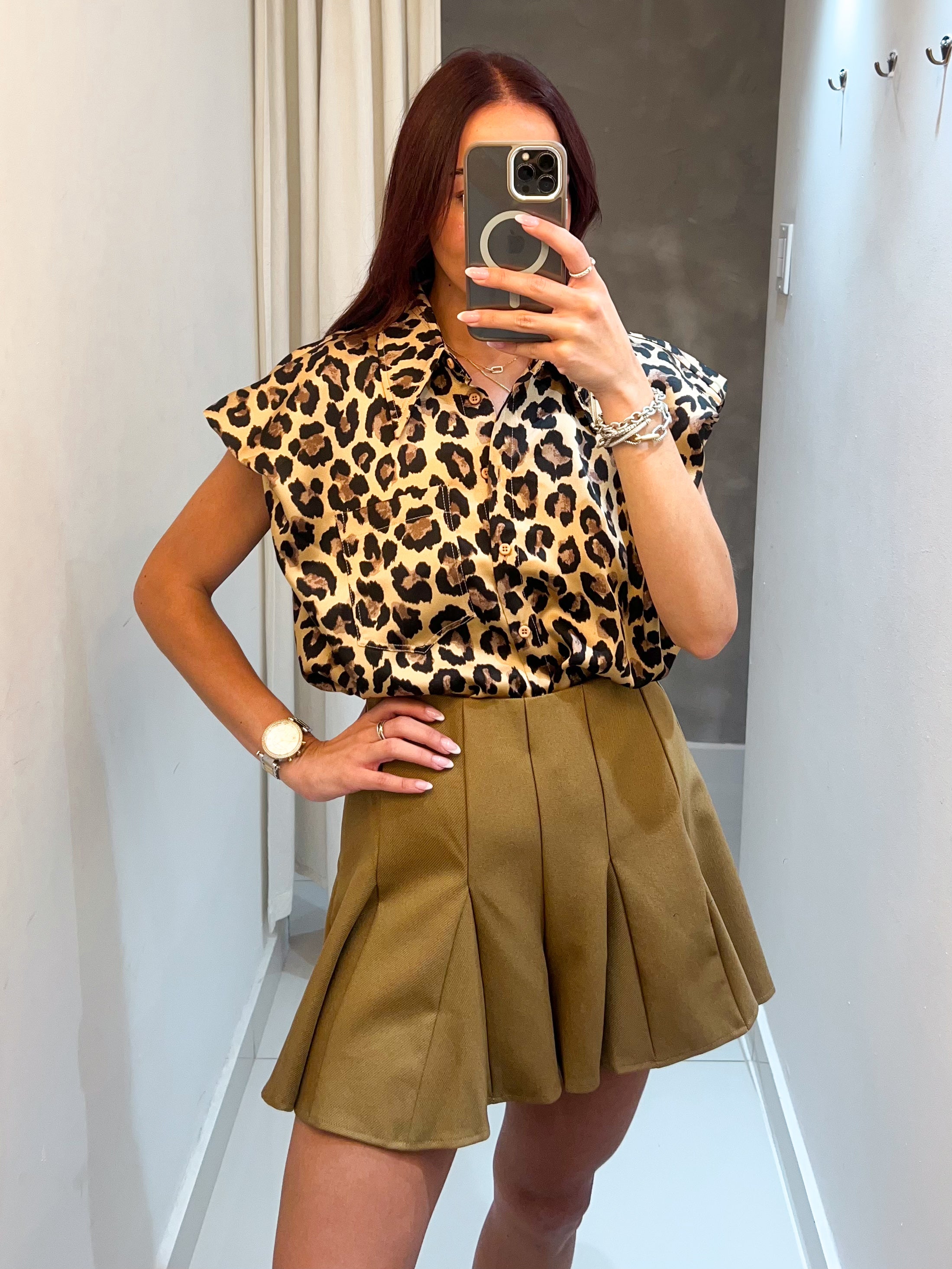 PATRICIA TAUPE ANIMAL PRINT TOP