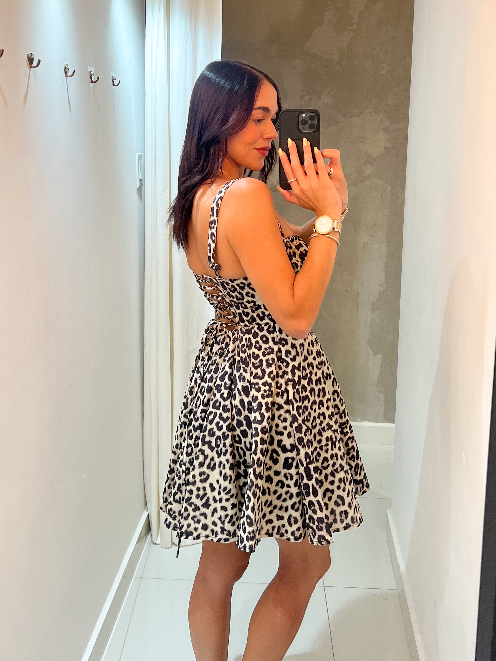 AMARA BUSTIER LEOPARD PRINT DRESS