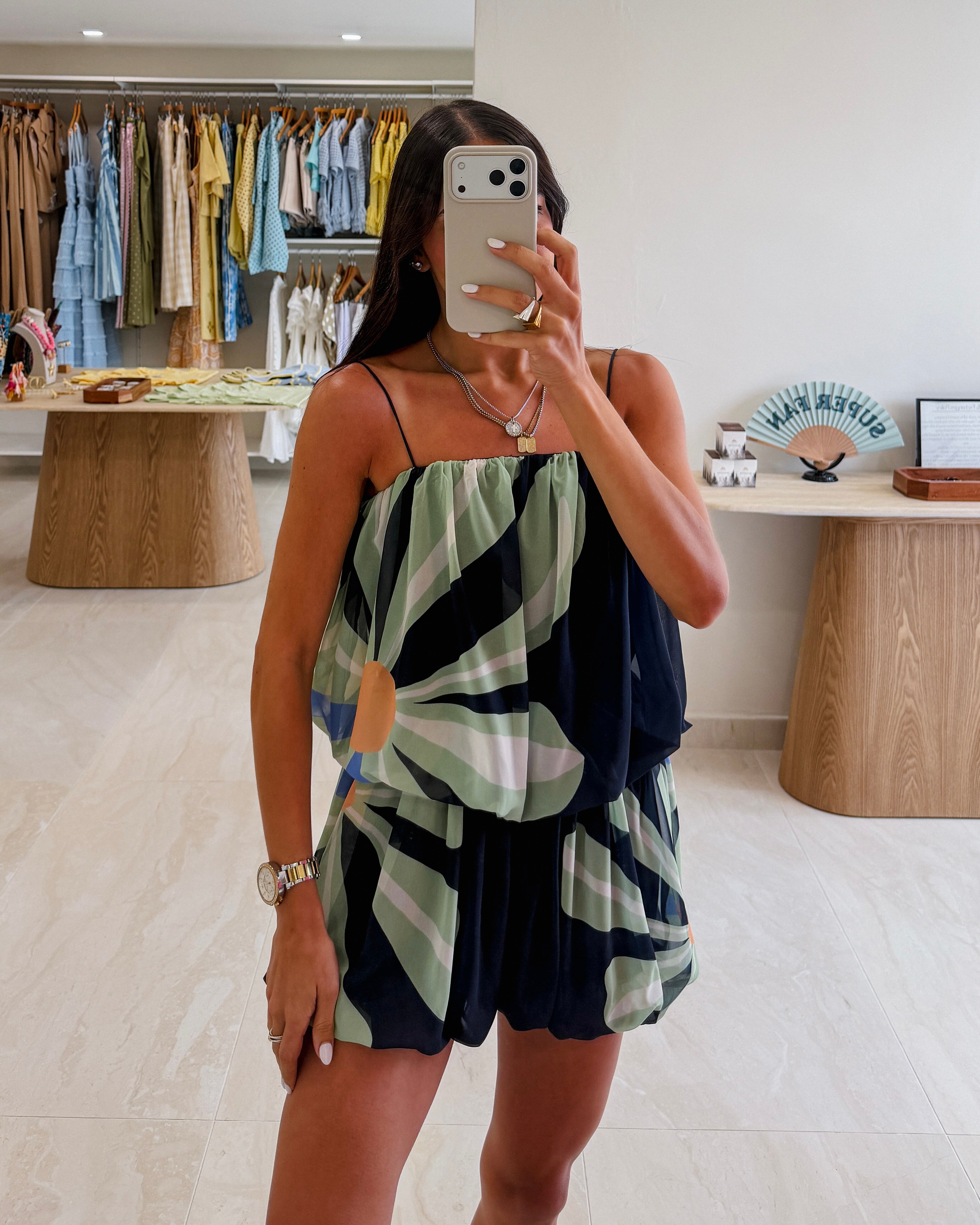 BUBBLE FLOWER PRINT NAVY BLUE ROMPER