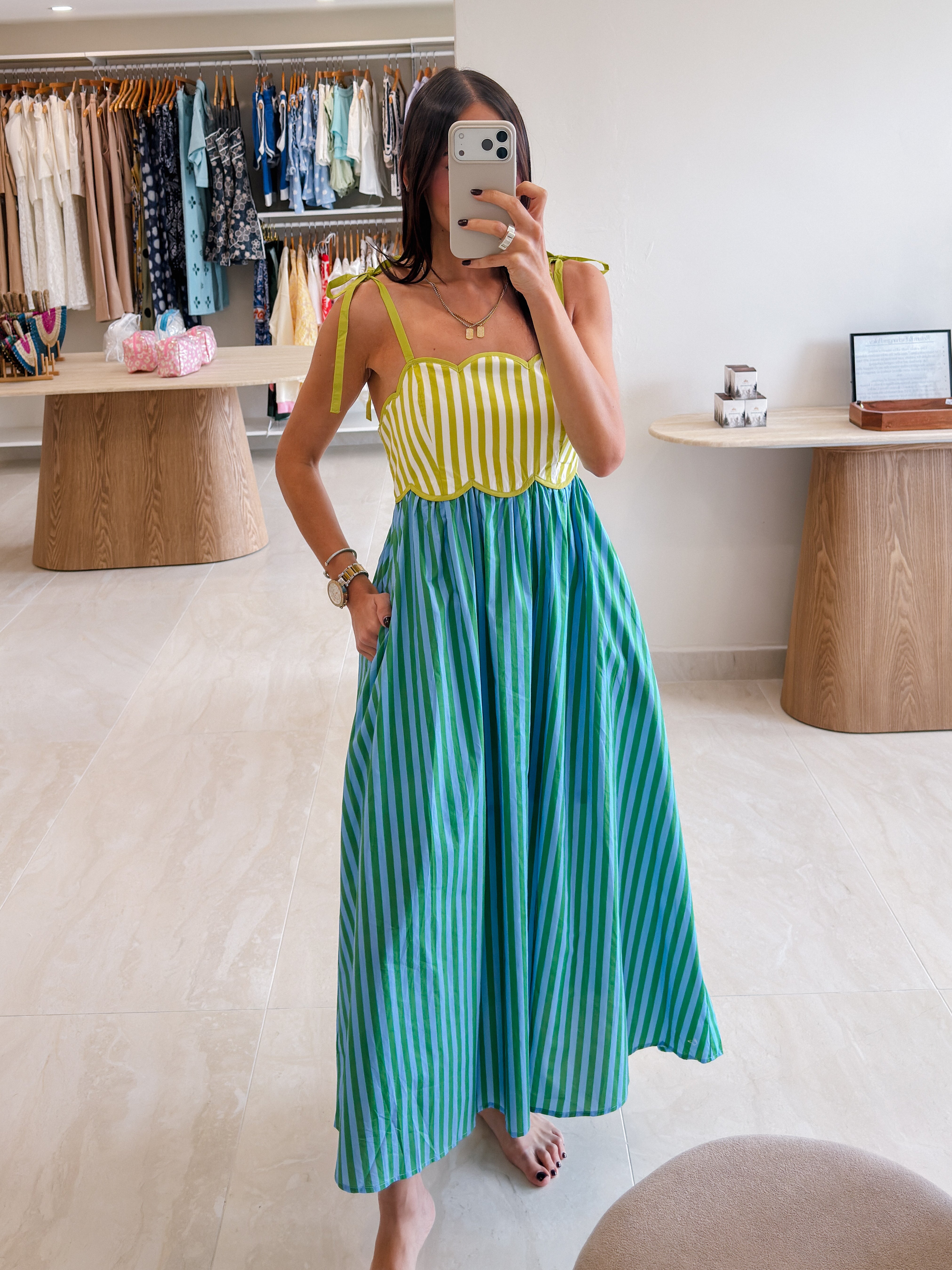 KELLY KIWI COLOR BLOCK MAXI DRESS