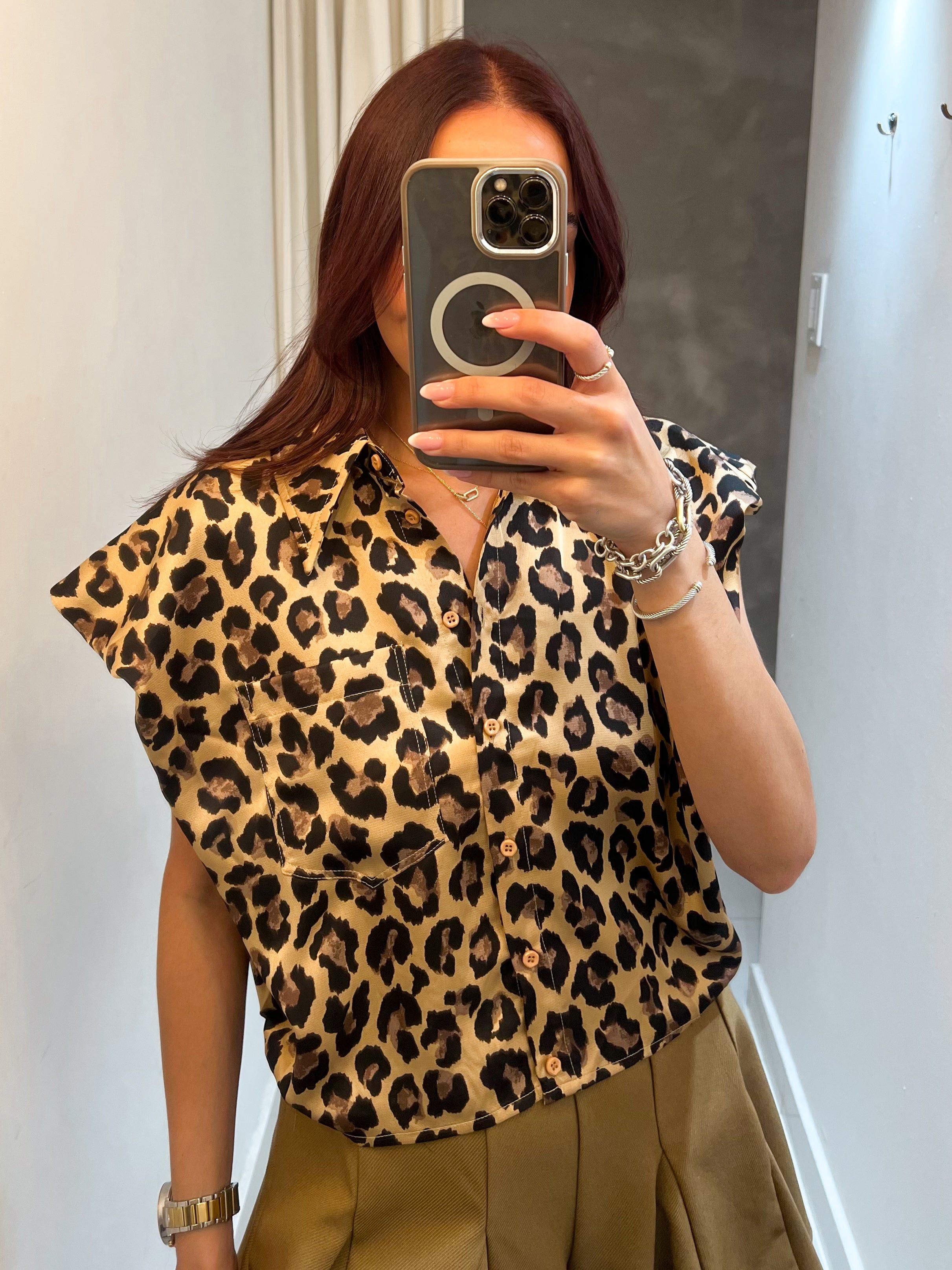 PATRICIA TAUPE ANIMAL PRINT TOP