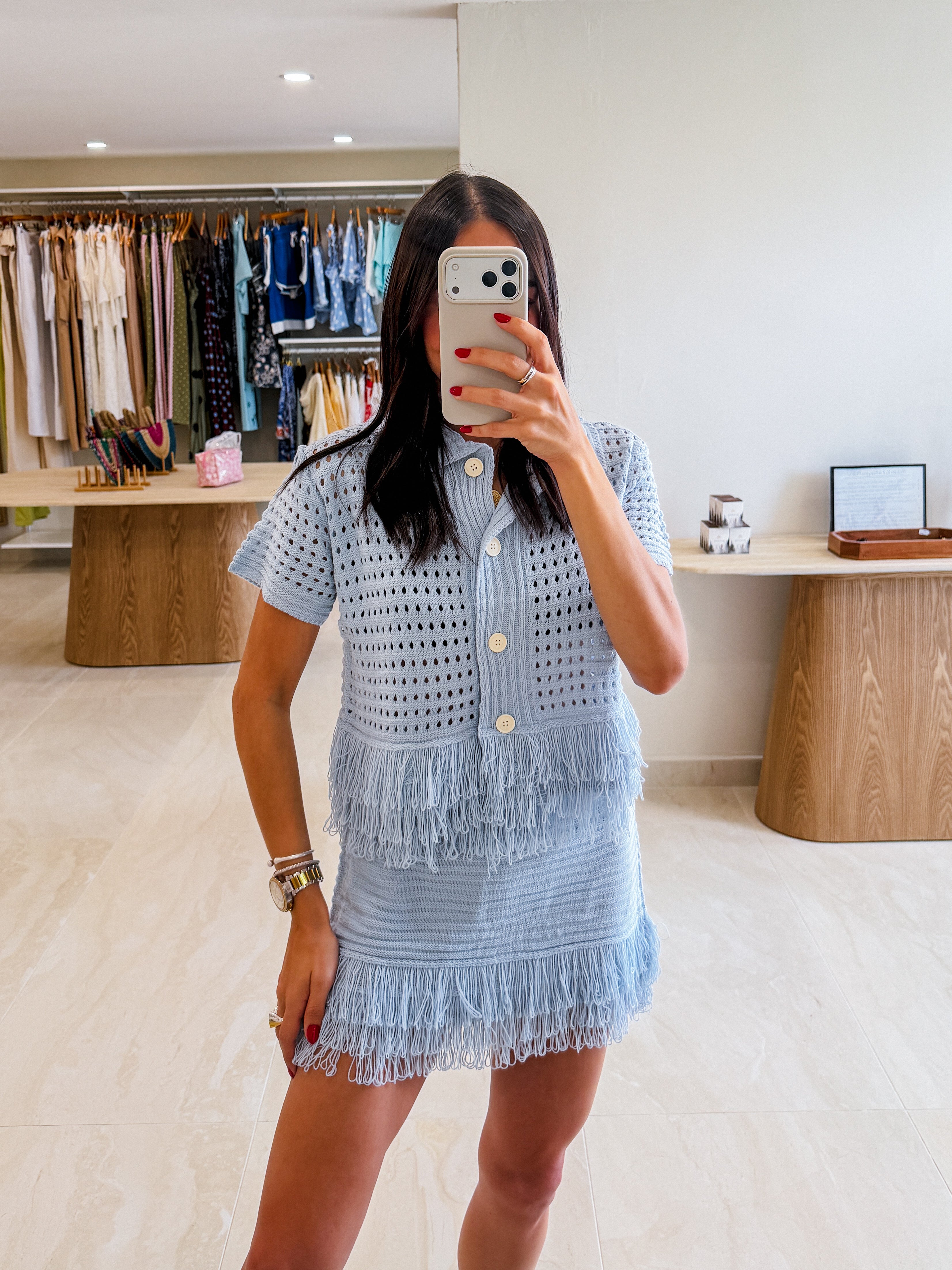 MARISA CROCHET KNIT SET IN SKY BLUE