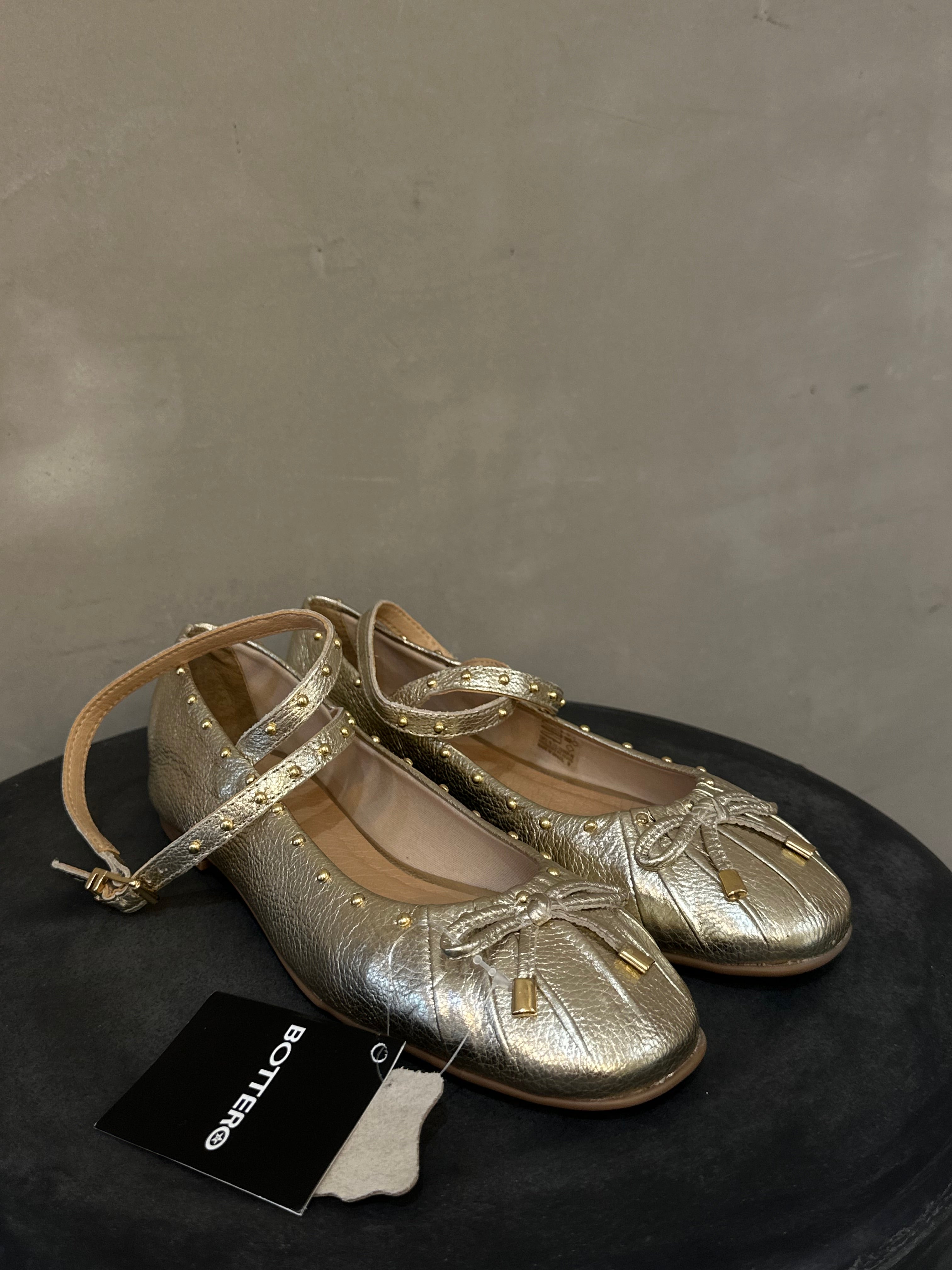 BELLA STUDDED BALLERINA IN GOLD