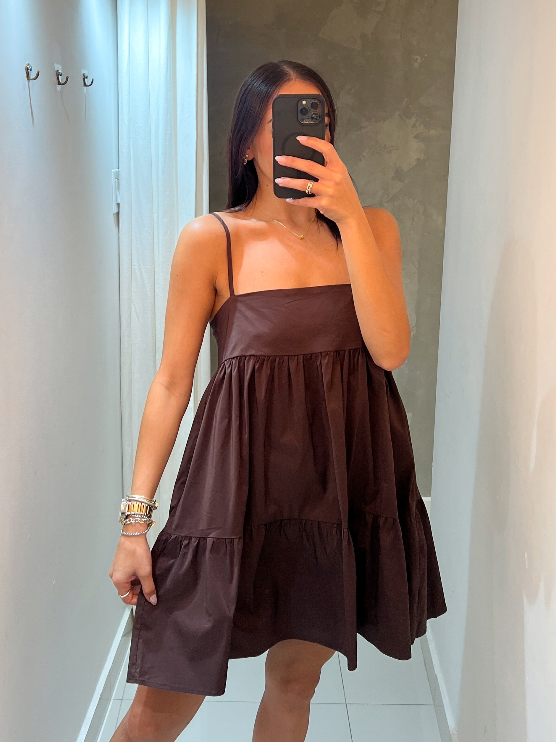 OPHELIA BUBBLE DRESS IN BROWN