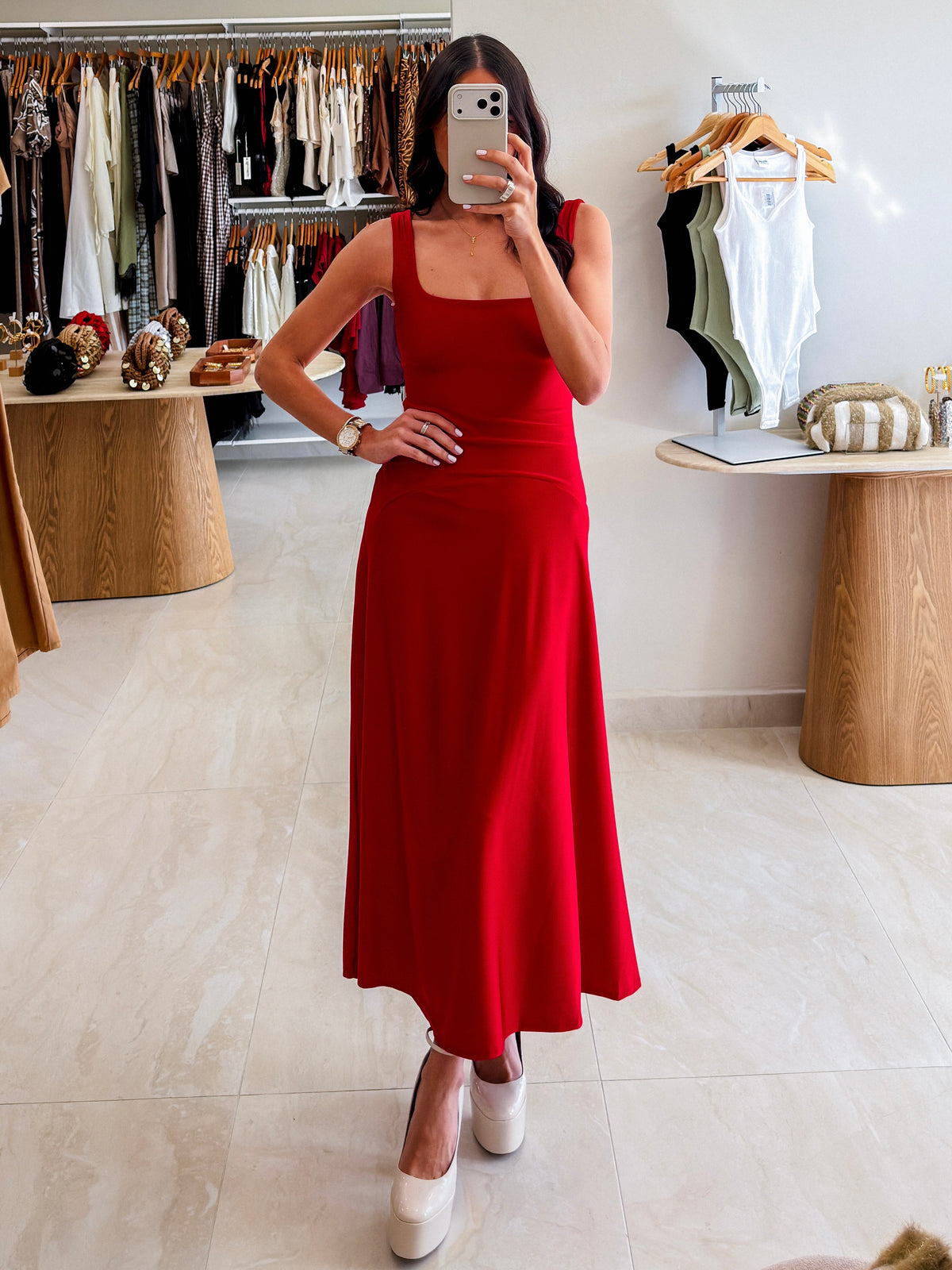 CAROLA RED MAXI DRESS
