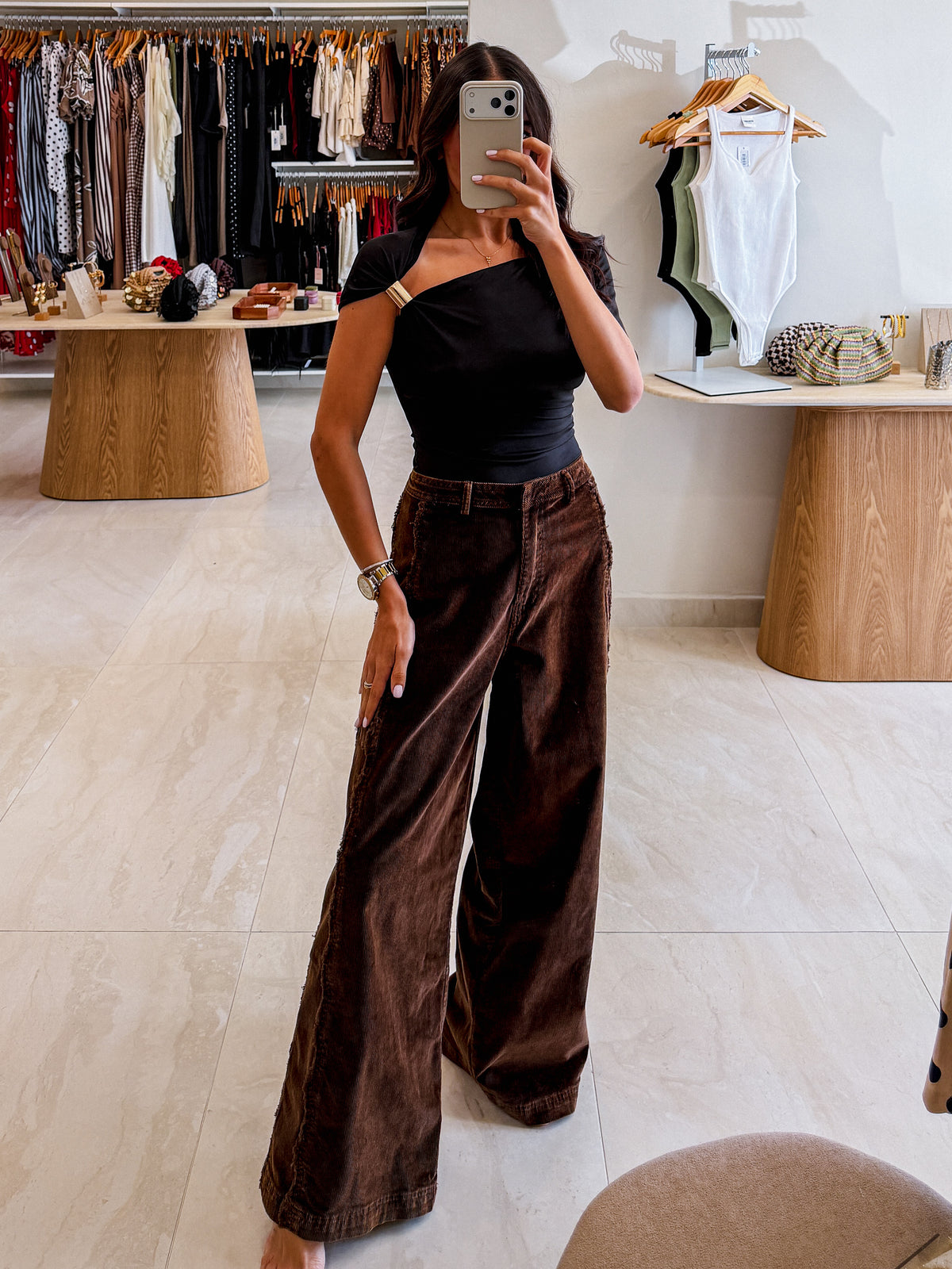 SELENA BROWN CURDUROY TROUSSERS