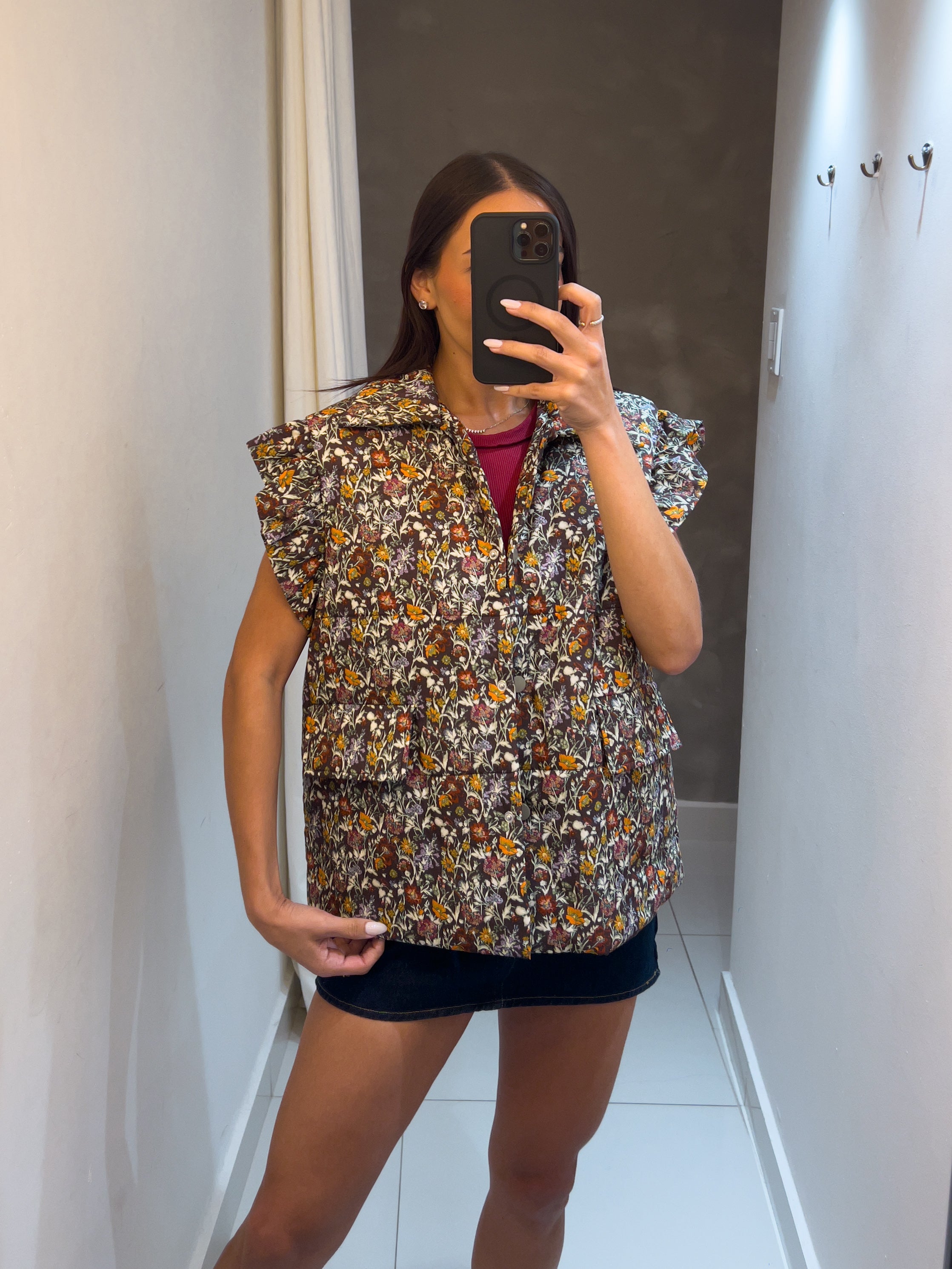 VICTORIA PUFFER VEST IN FLORAL