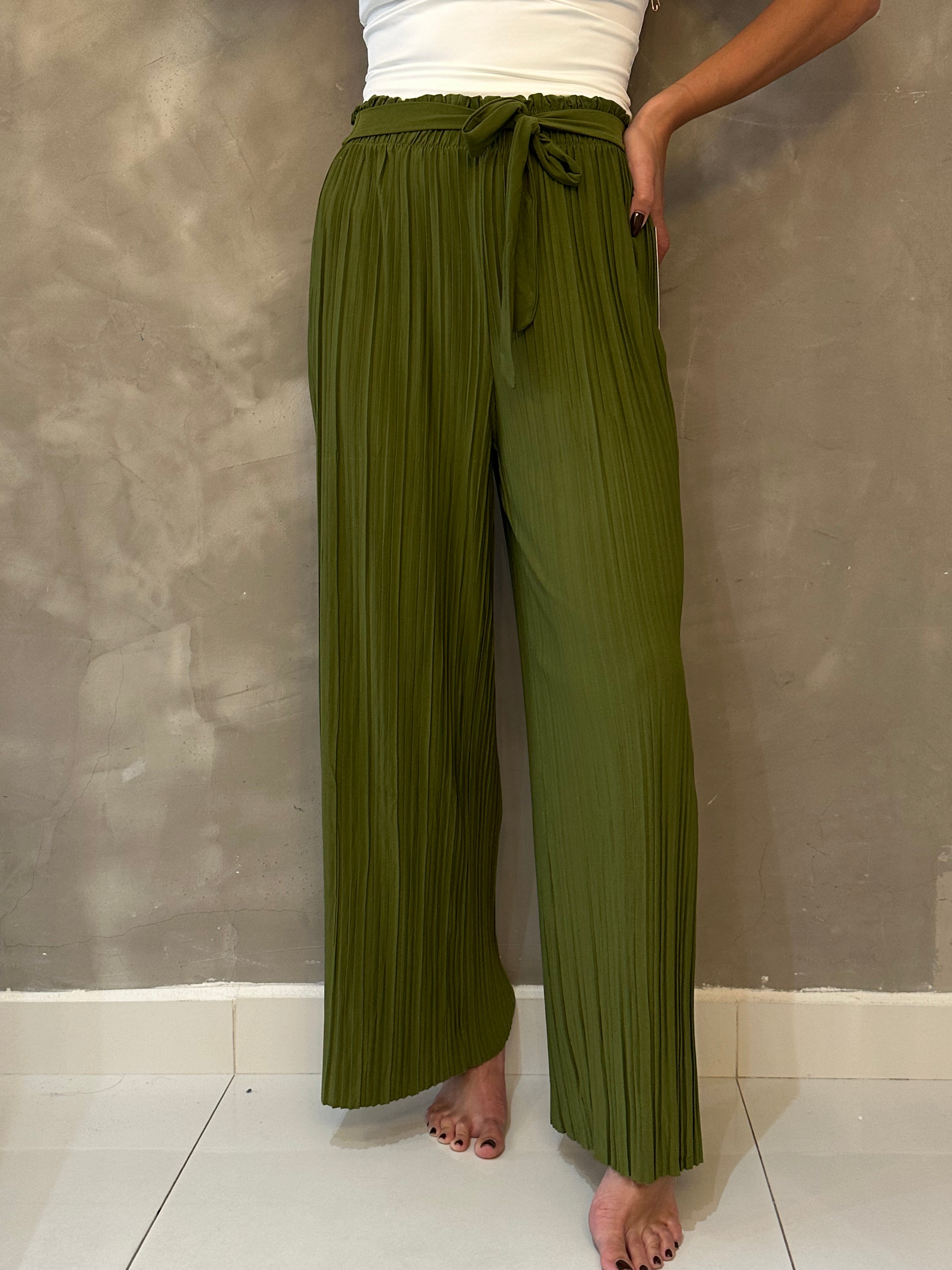 LUCIA OLIVE PLEATED PANT