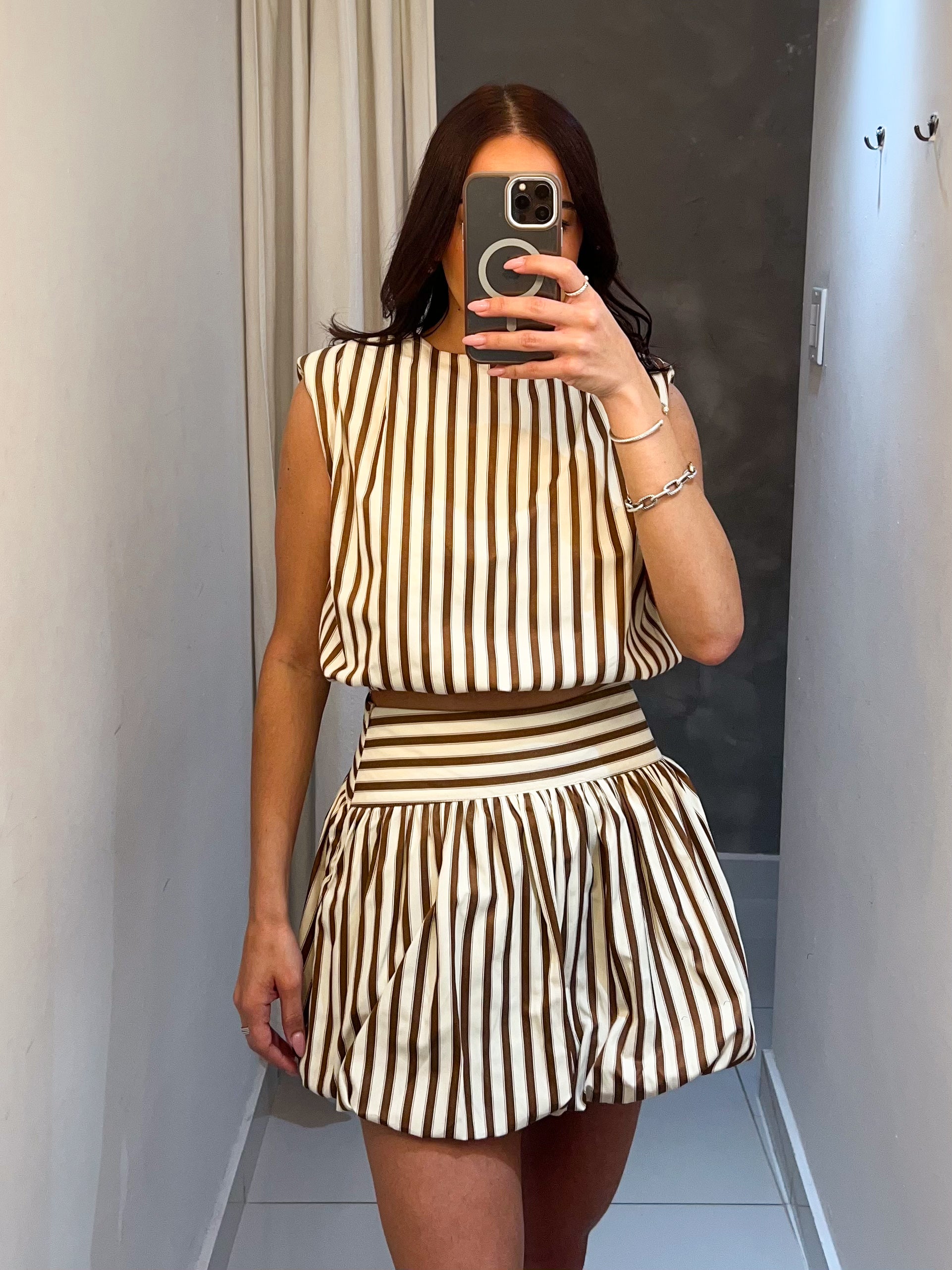 FANNY BROWN STRIPED SKORT SET