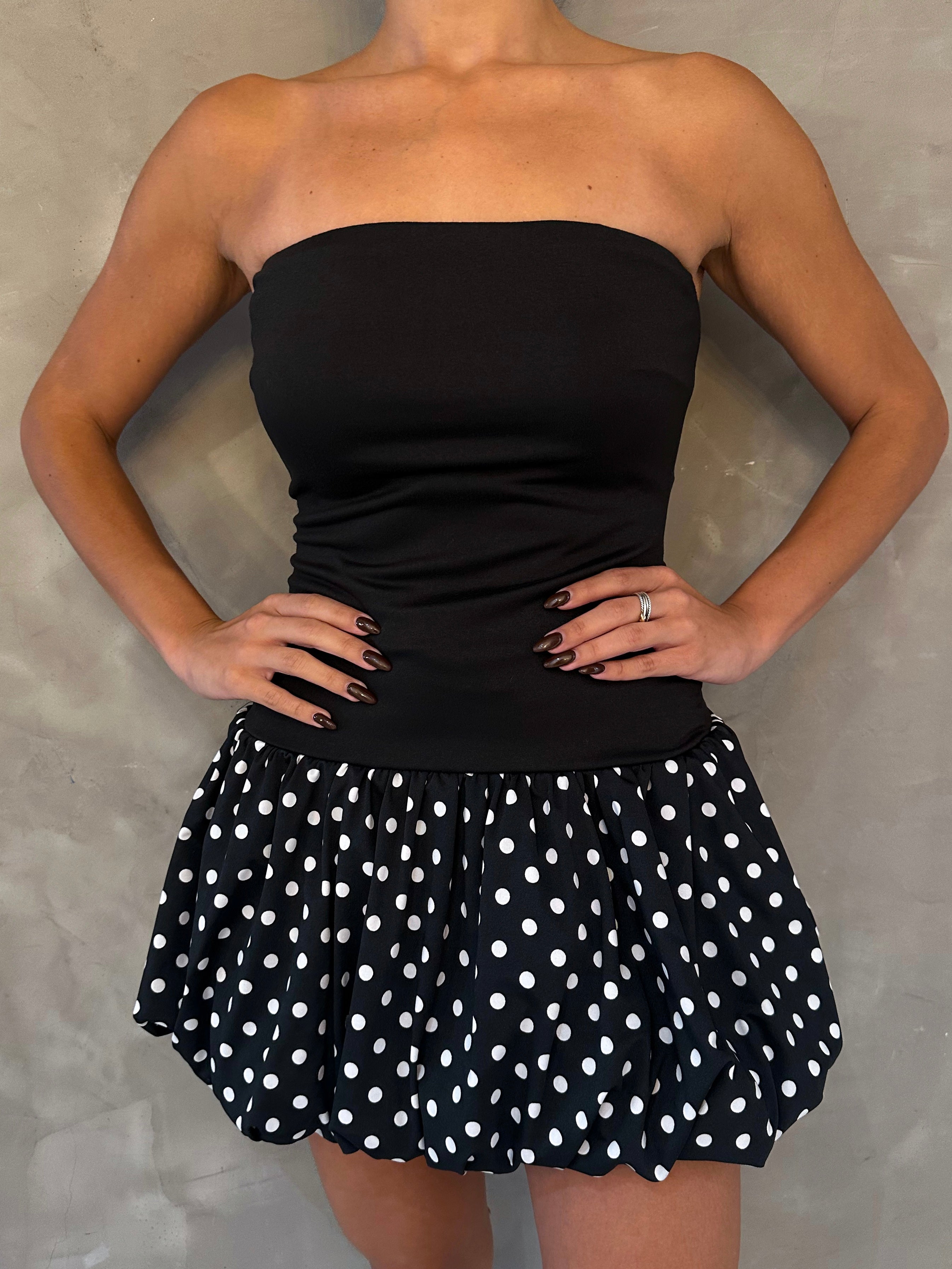 EMILY POLKA DOT TUBE BALLOON DRESS