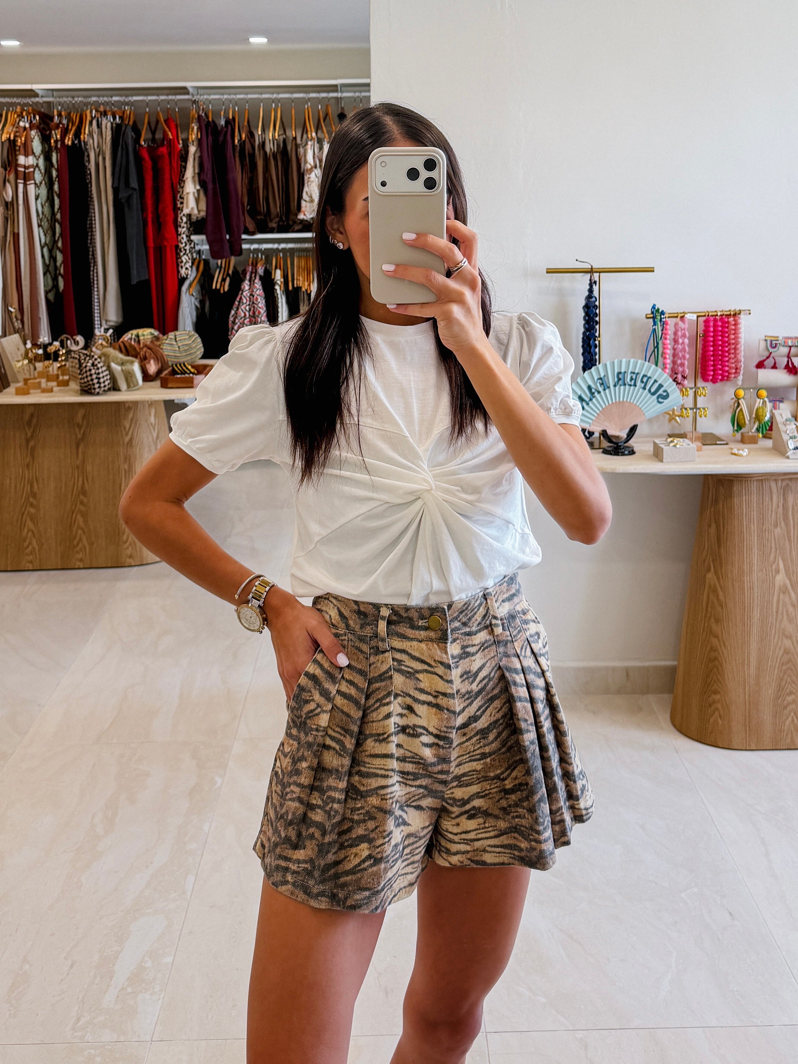 JULIANNA TIGER DENIM SHORT