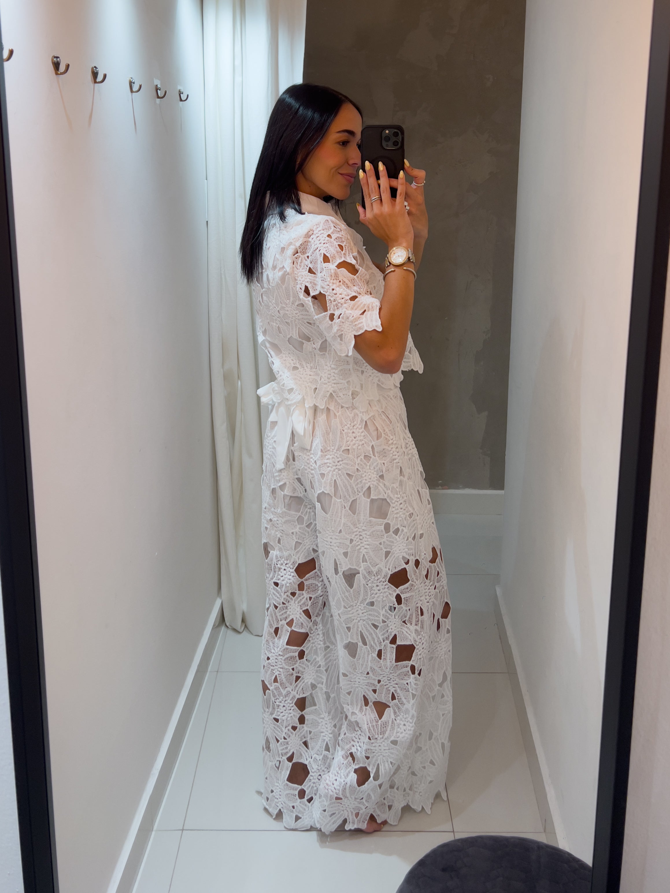 CECILIA WHITE LACE PANTS SET