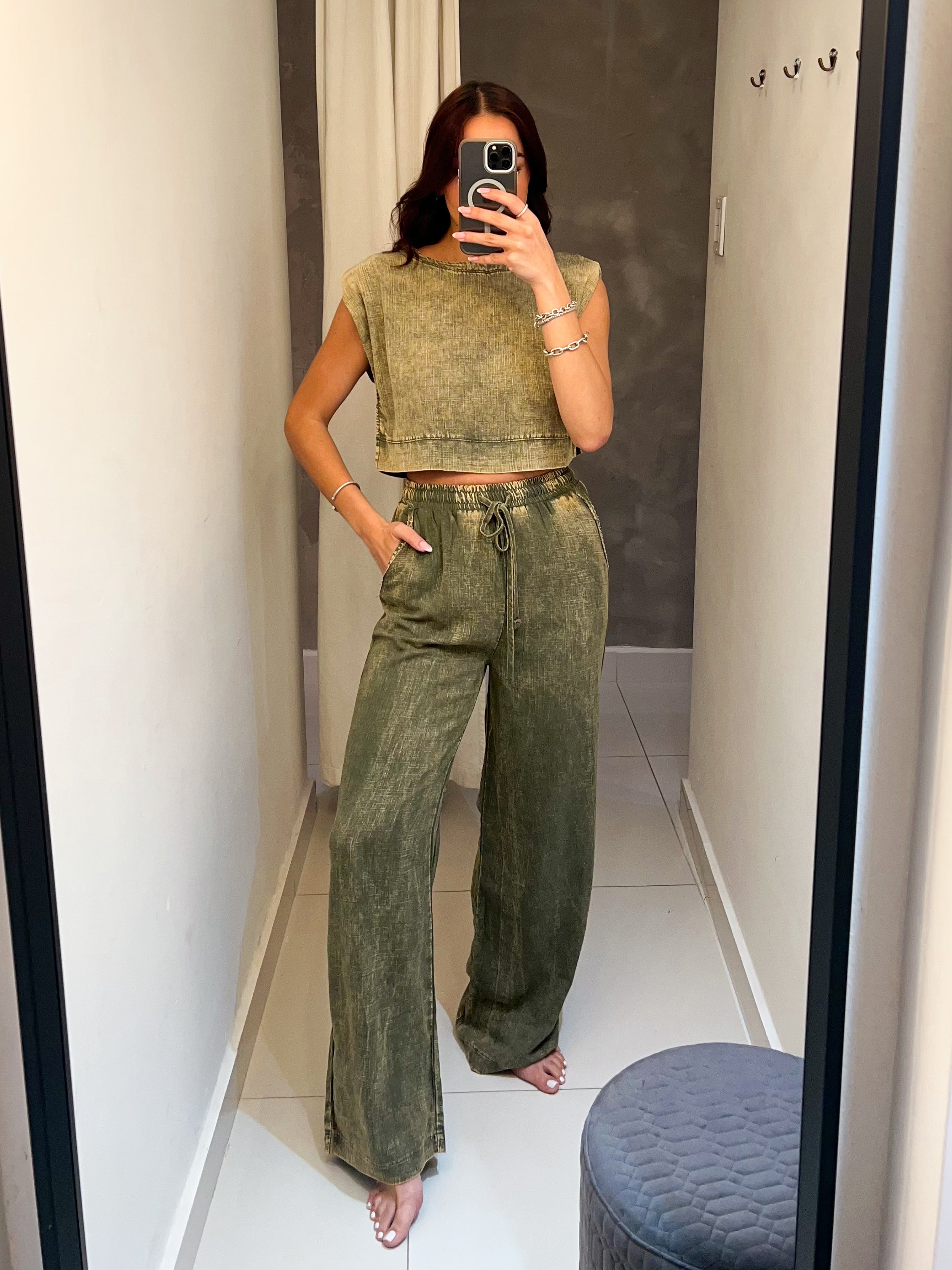 MIRANDA ACID WASH OLIVE GREEN SET