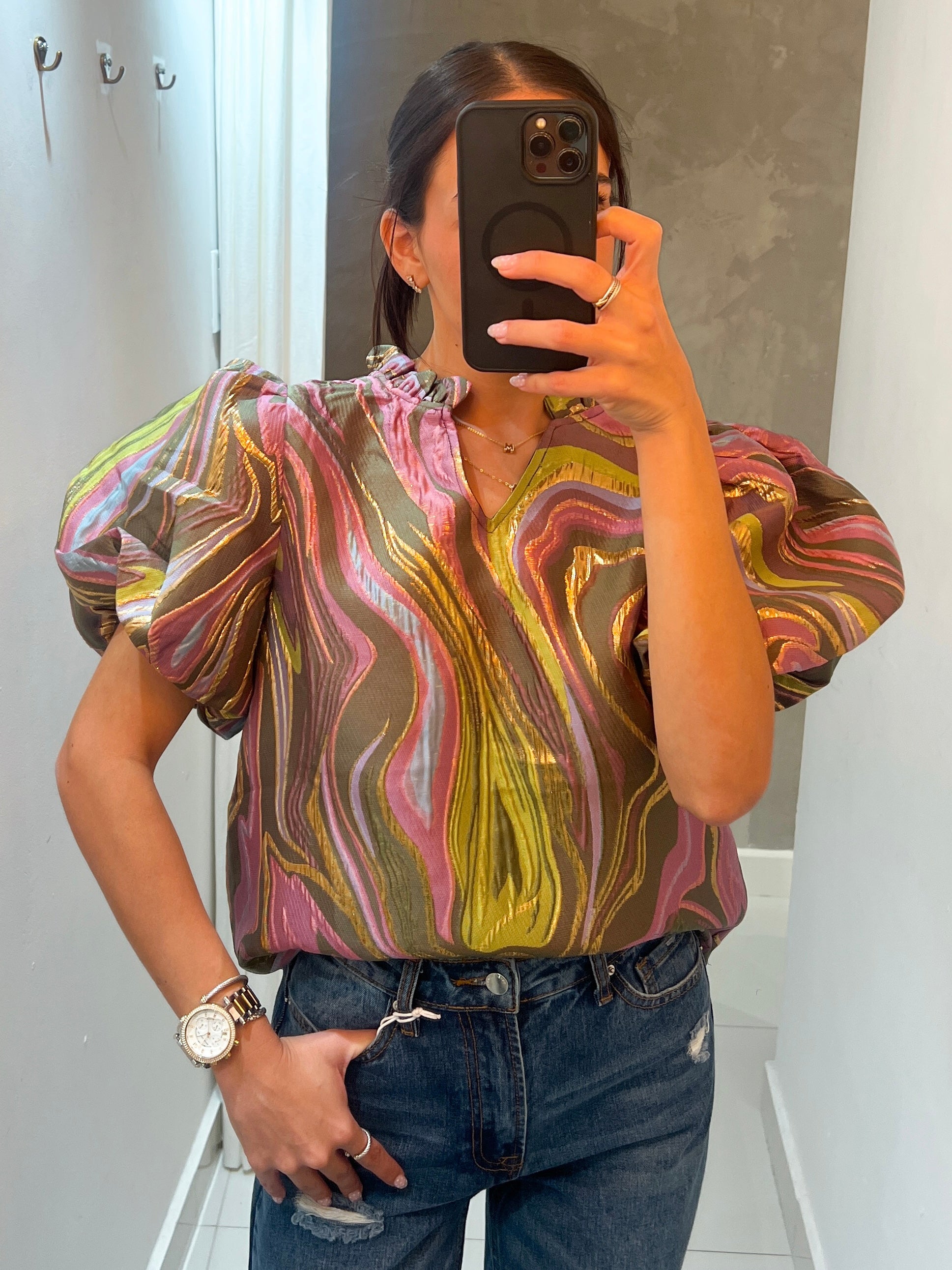 MARIA ANDREA PUFF SLEEVE PRINT BLOUSE