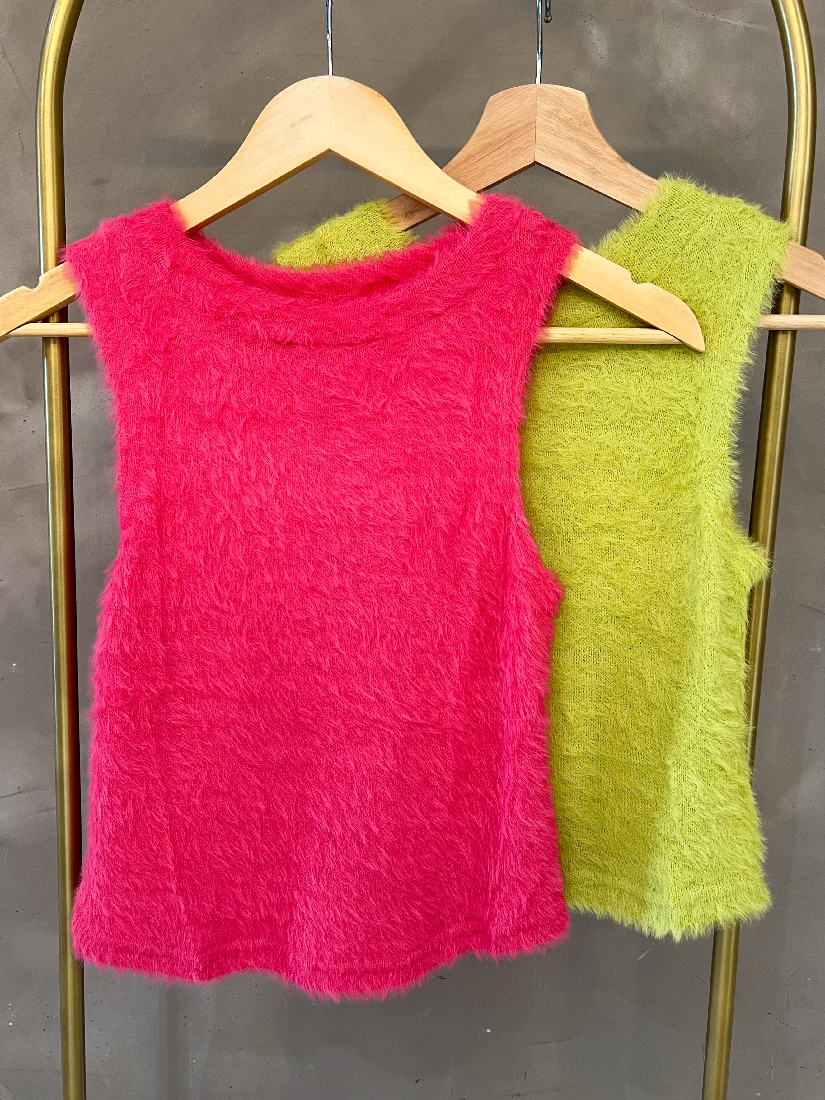 THE FUZZY BASIC TANK TOP IN HOT PINK