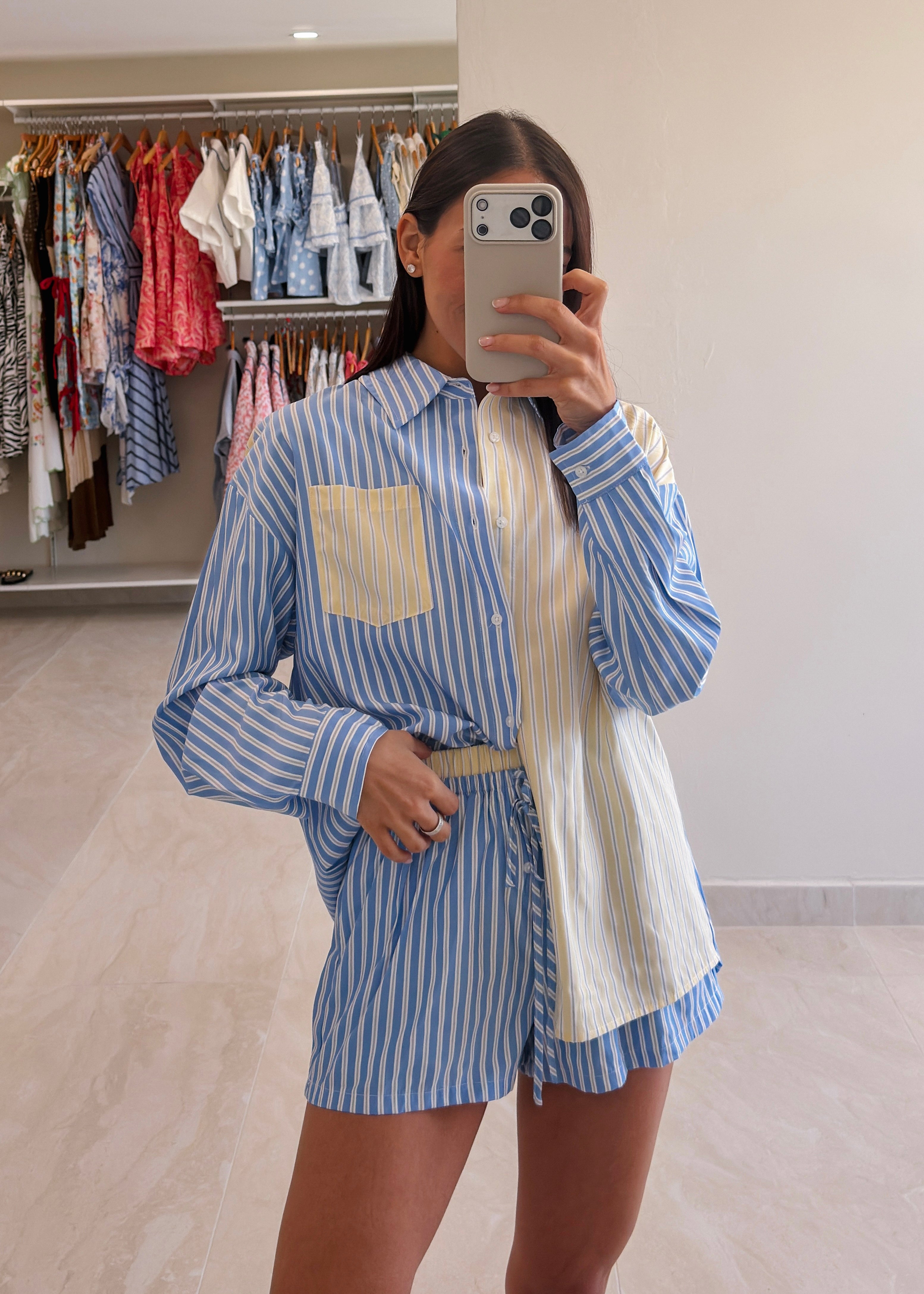 FABIANA BLUE/ YELLOW STRIPED SET