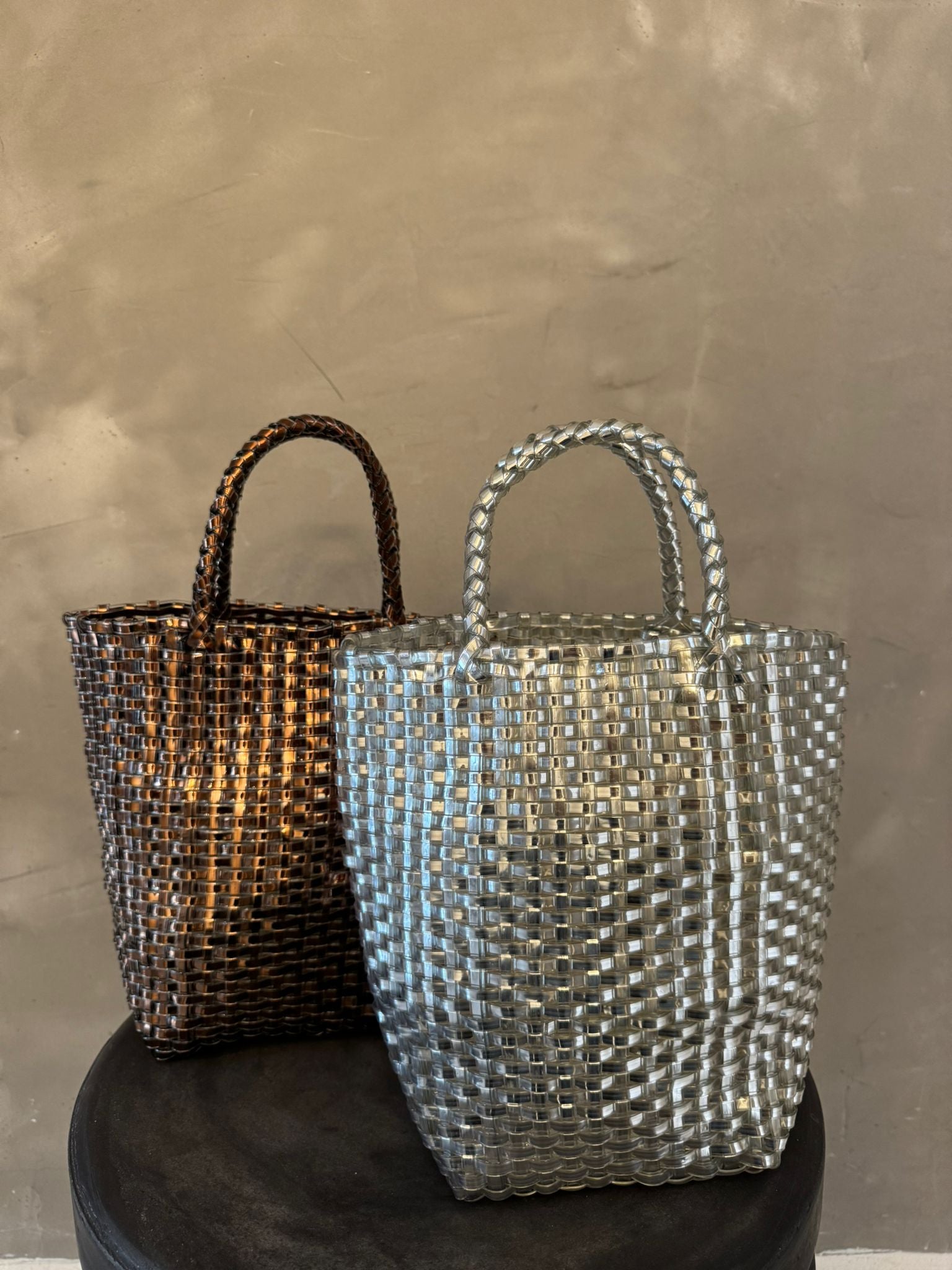 SAMMY WOVEN METALLIC TOTE BAG