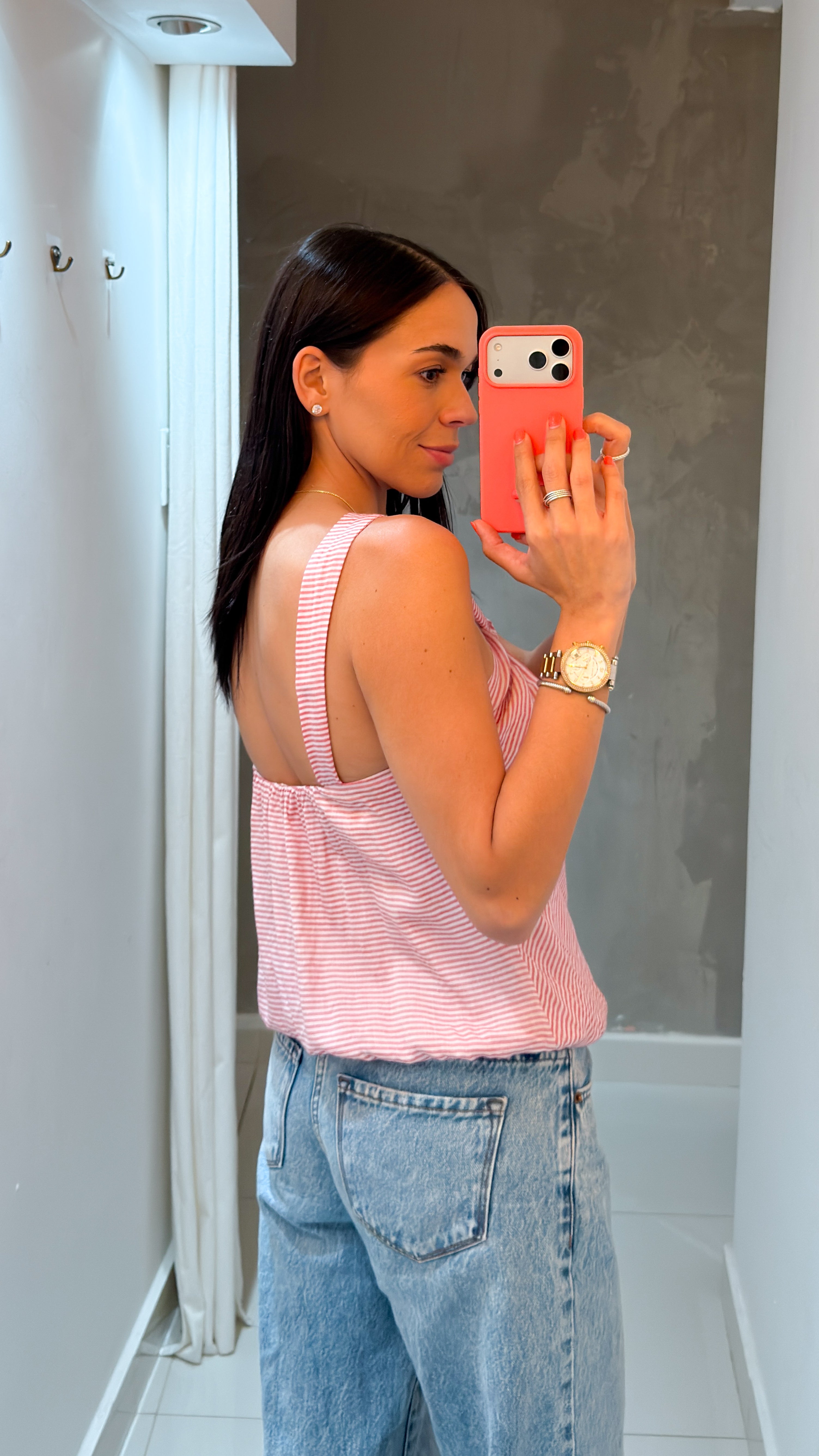 GAB STRIPE CROSS STRAP TOP