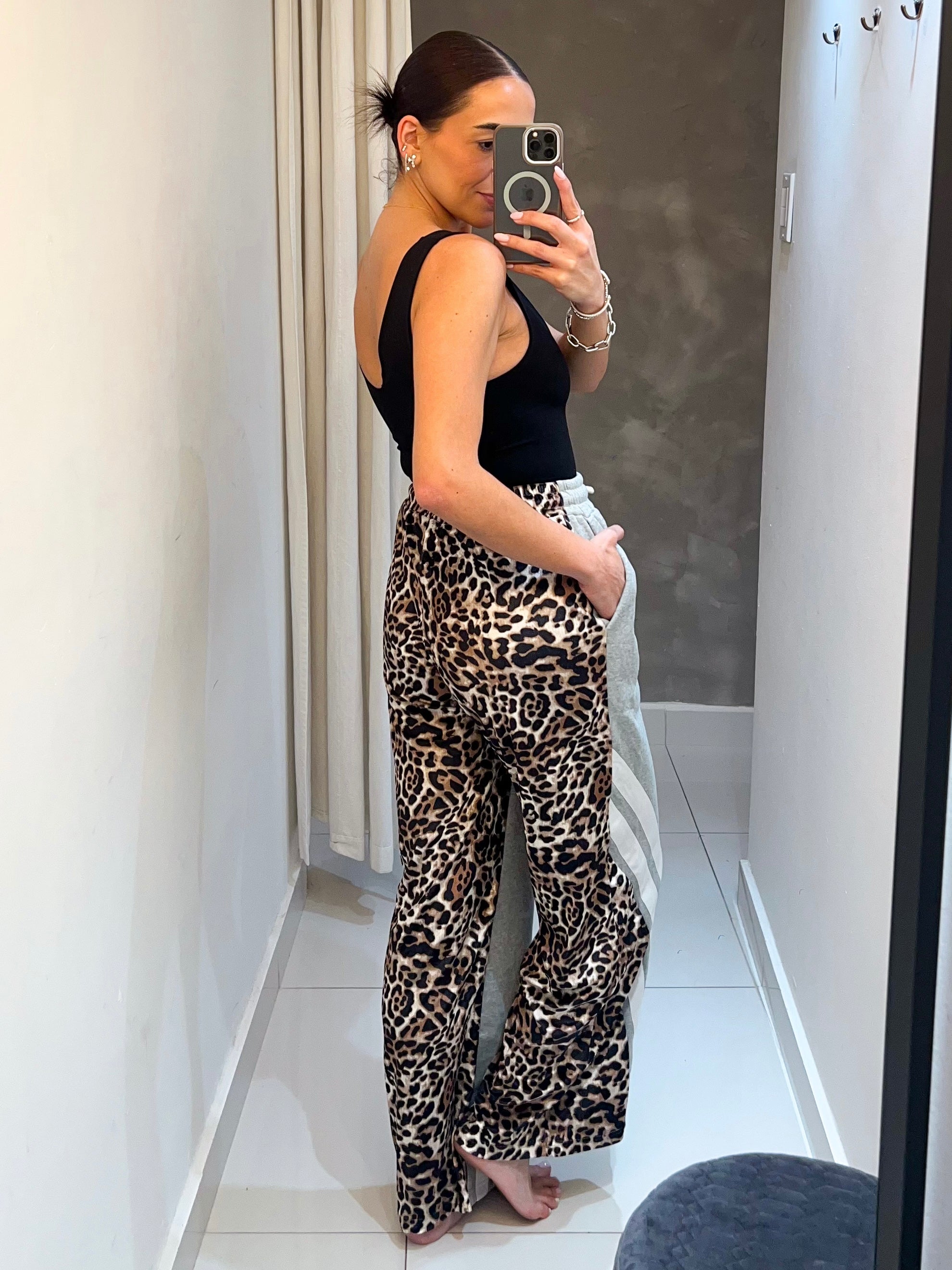 CHLOE CONTRAST ANIMAL PRINT SWEATPANTS