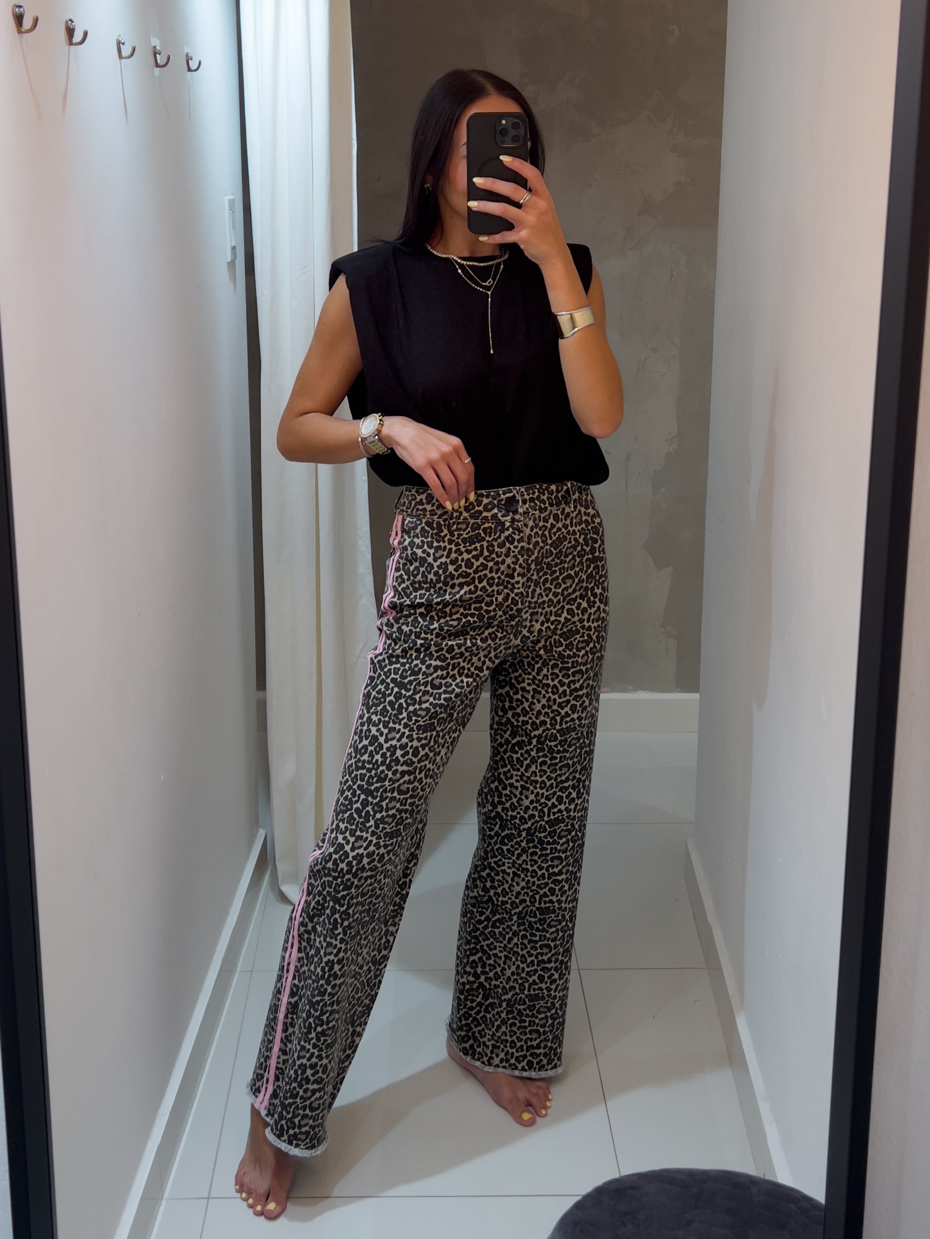INDIRA PINK CONTRAST ANIMAL PRINT PANTS