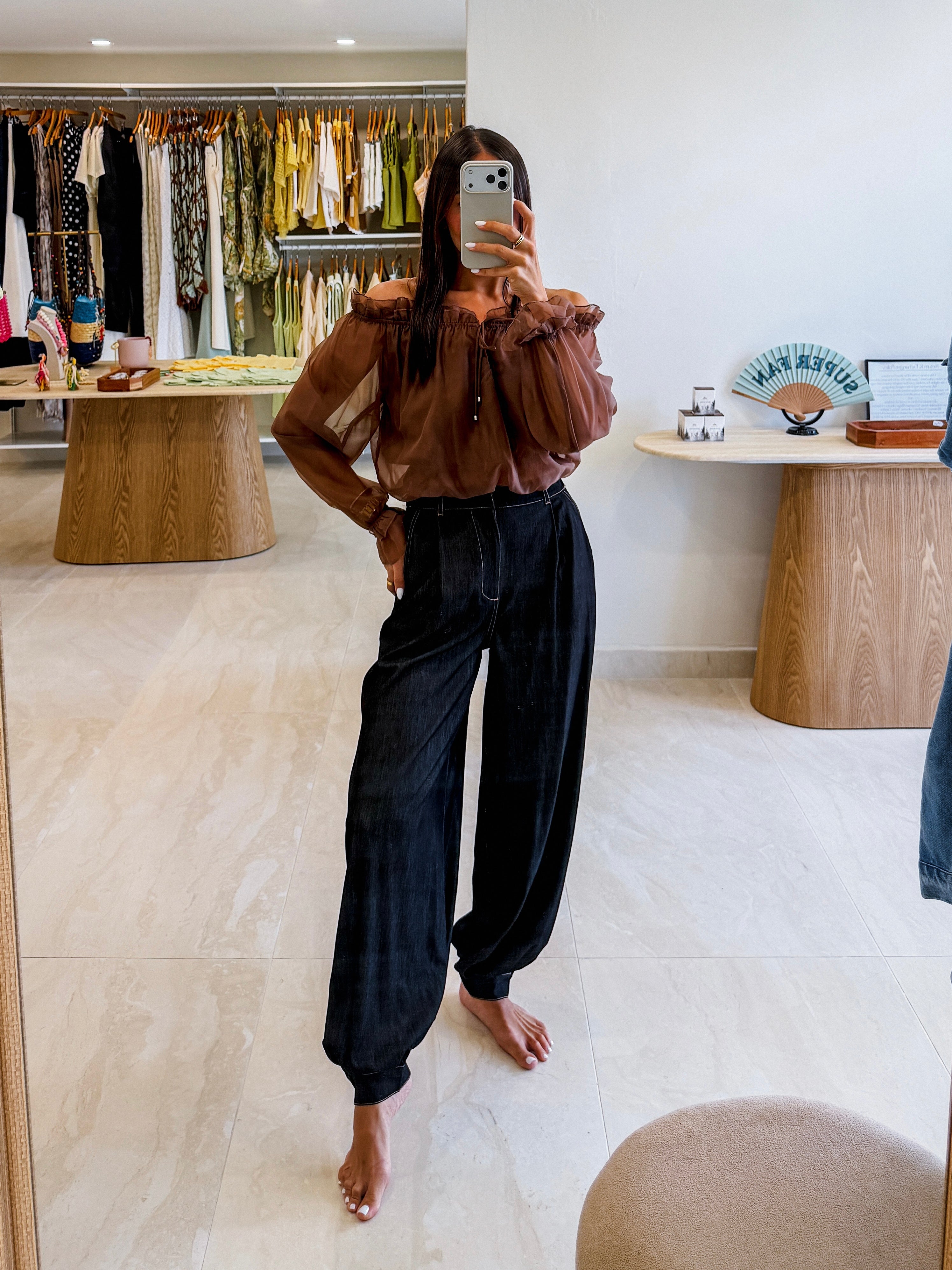 MELLIE BLACK JOGGER DENIM PANTS