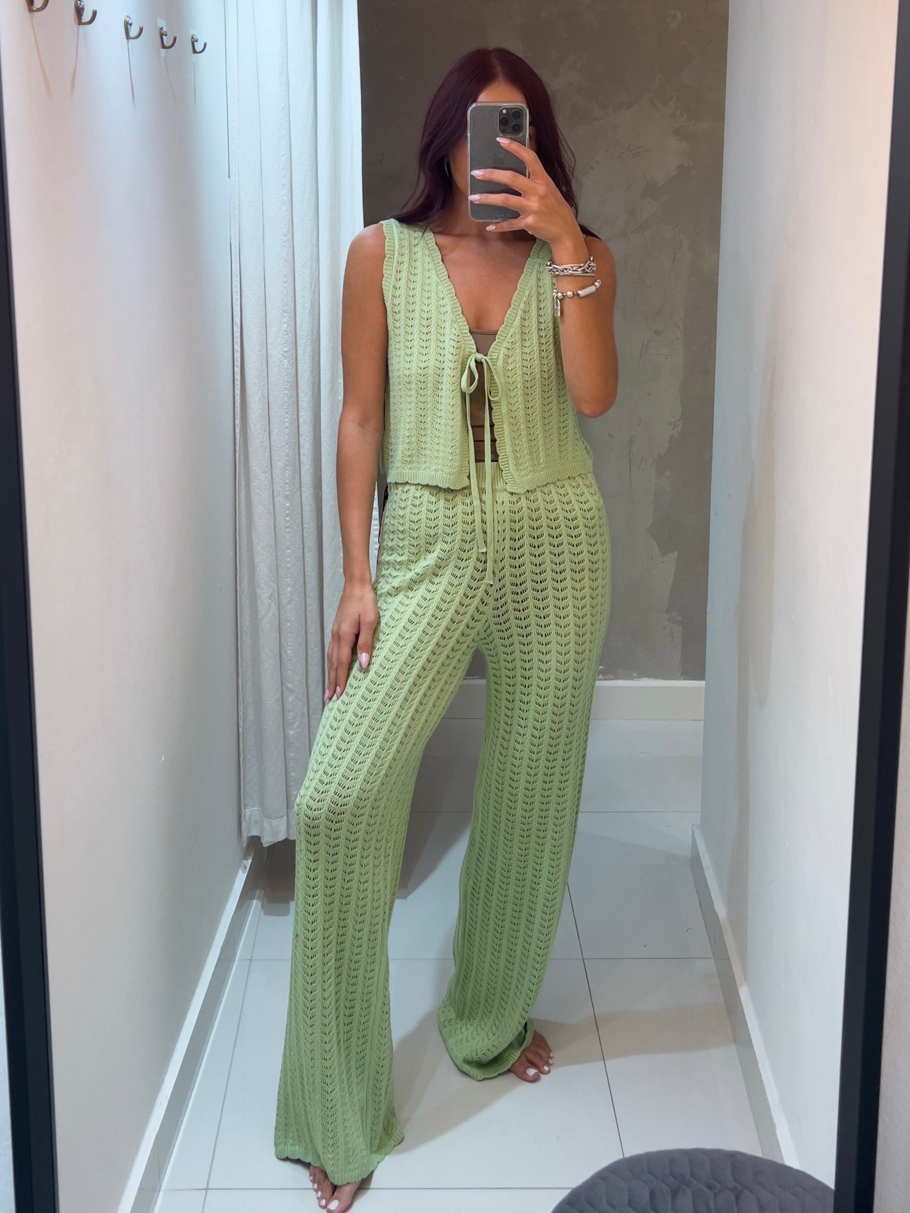 GINA CROCHET COVER UP SET IN PISTACHIO