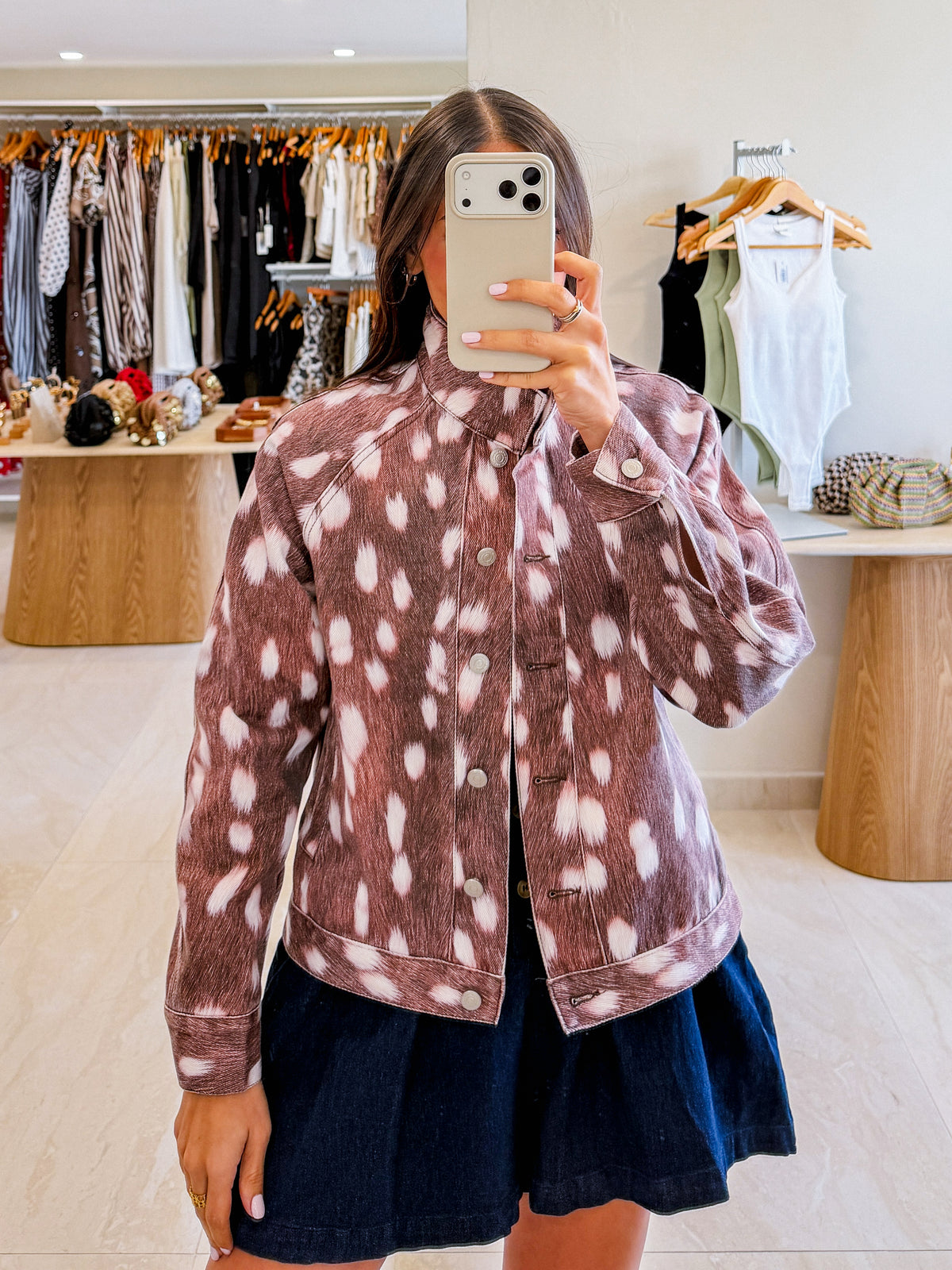 DEER PRINT DENIM JACKET