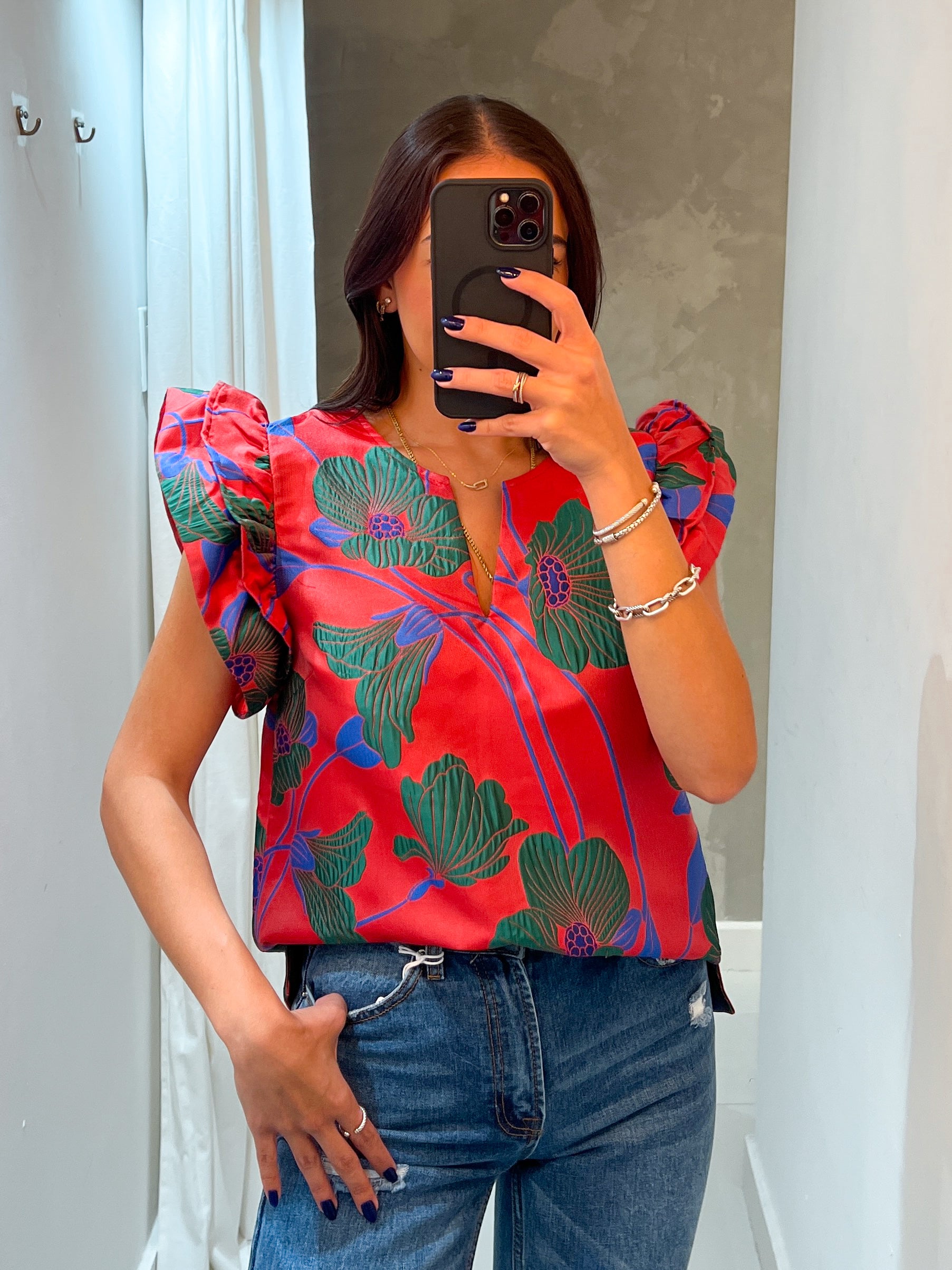 ERIKA TEXTURED FLOWER PRINT BLOUSE