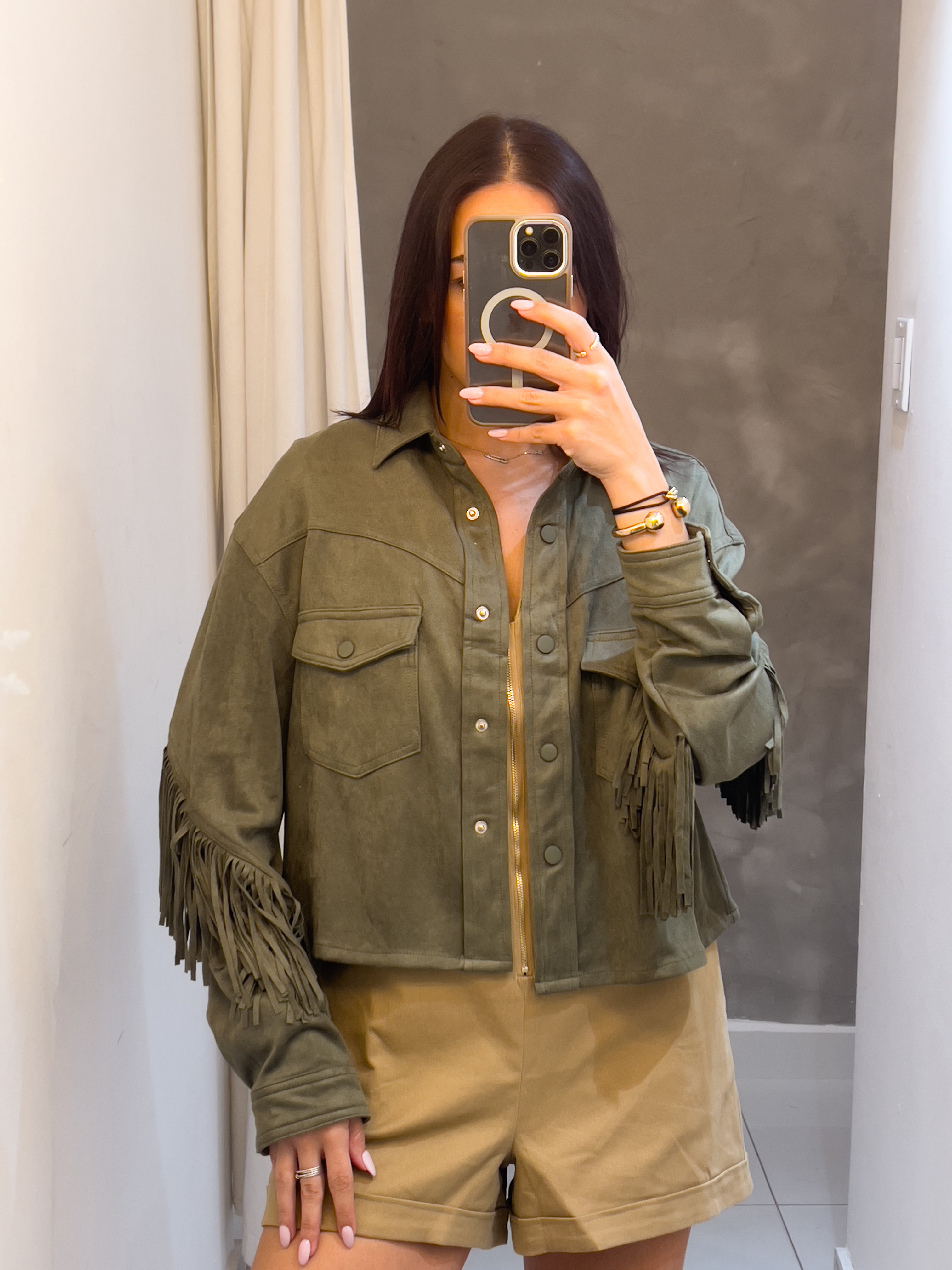 DOLLY OLIVE FRINGE JACKET