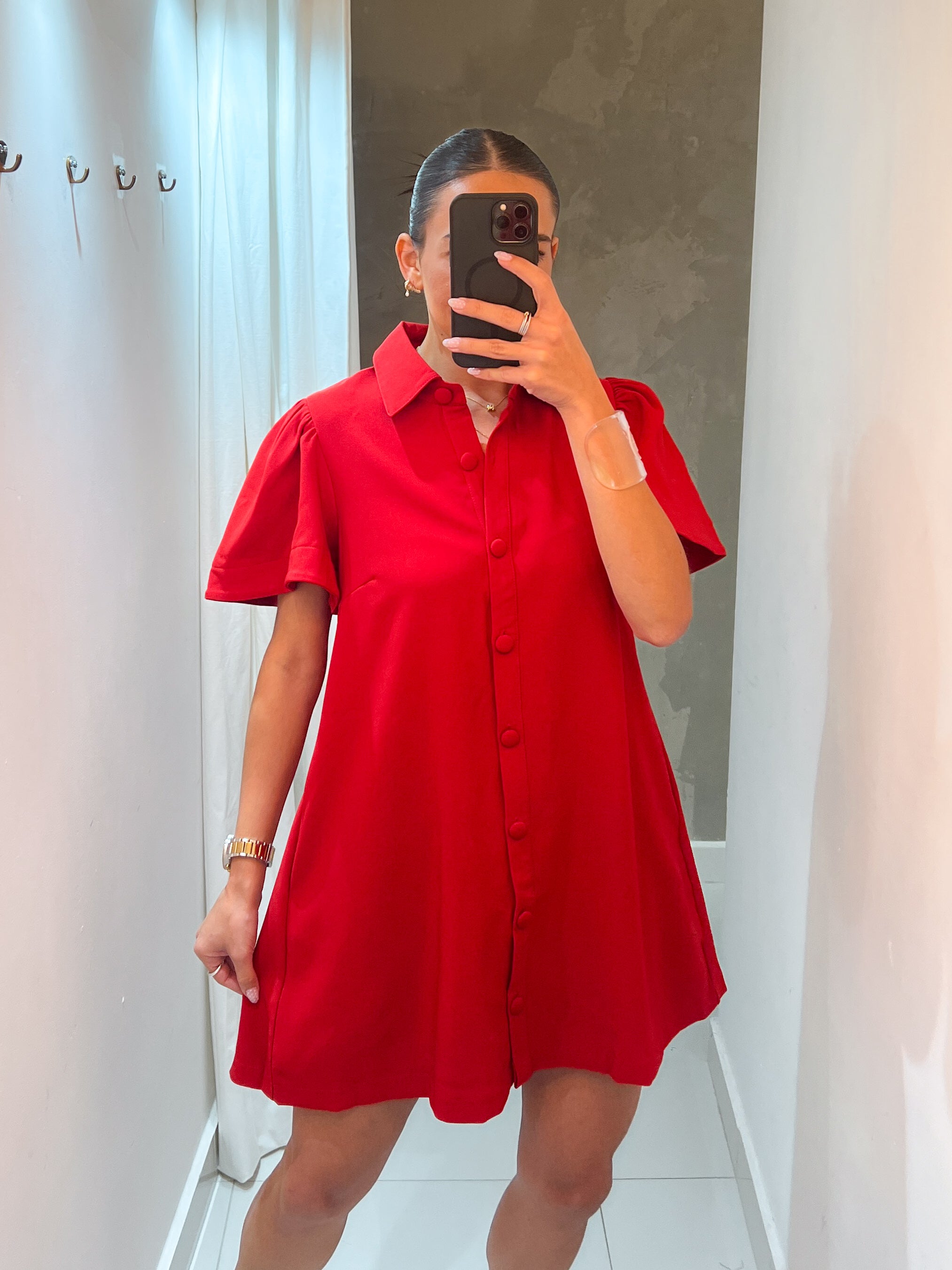 MAYTE COLLAR NECK RED DRESS