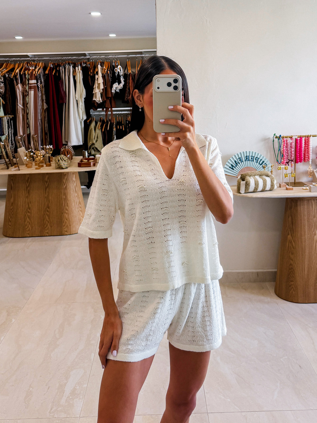 LIANA WHITE PEARL KNIT TWO PIECE SET