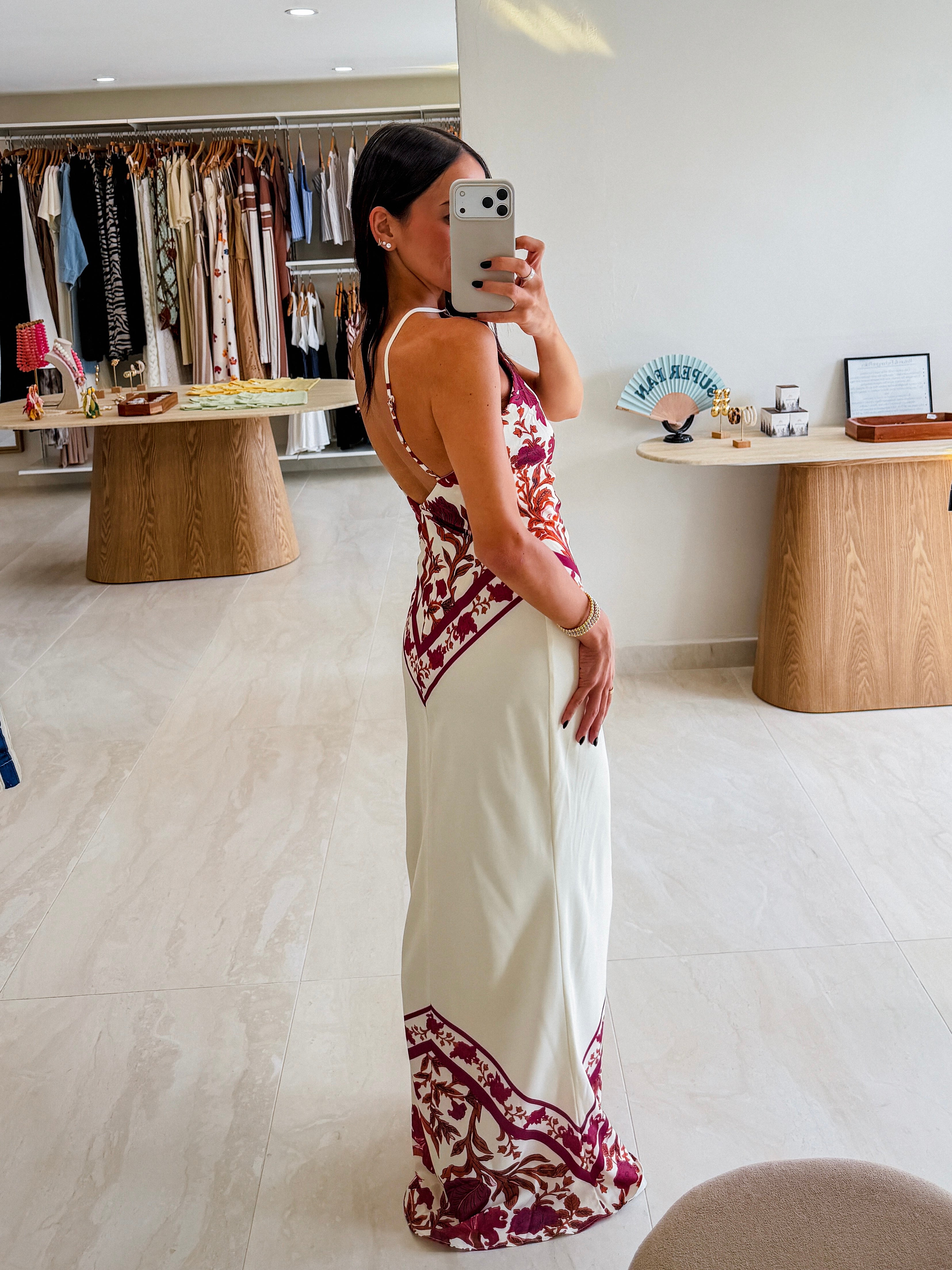 IPAMENA IVORY HALTER MAXI DRESS