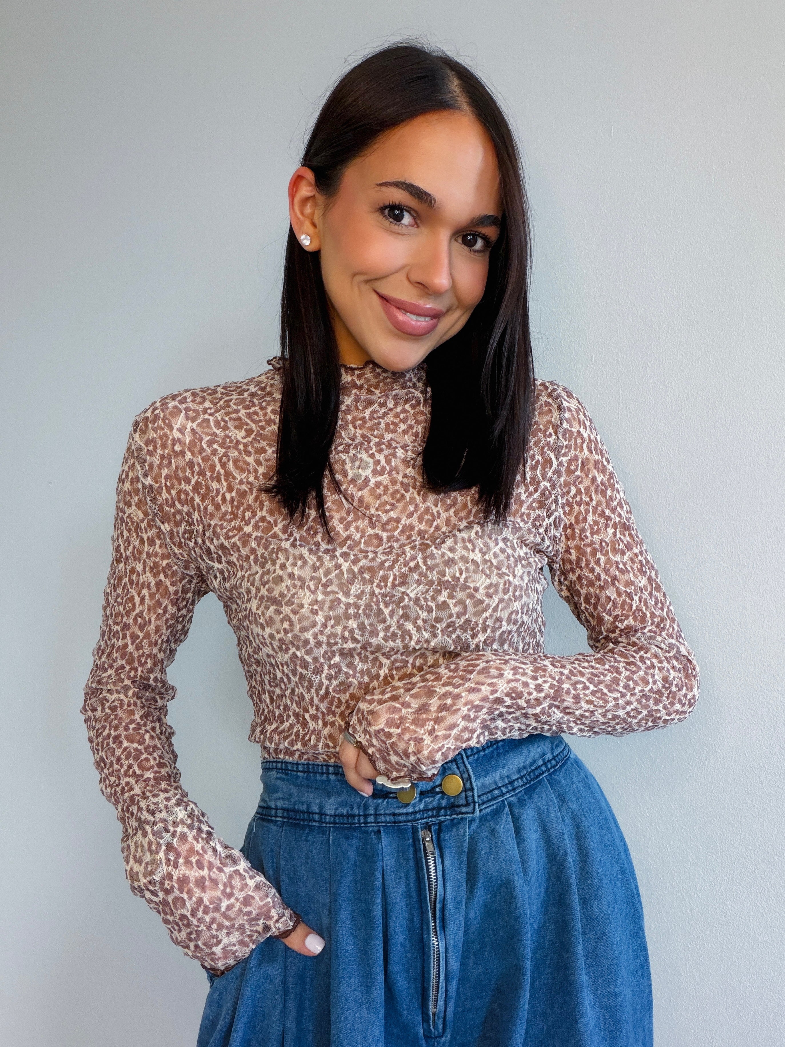 MATILDE LEOPARD SHEER TOP