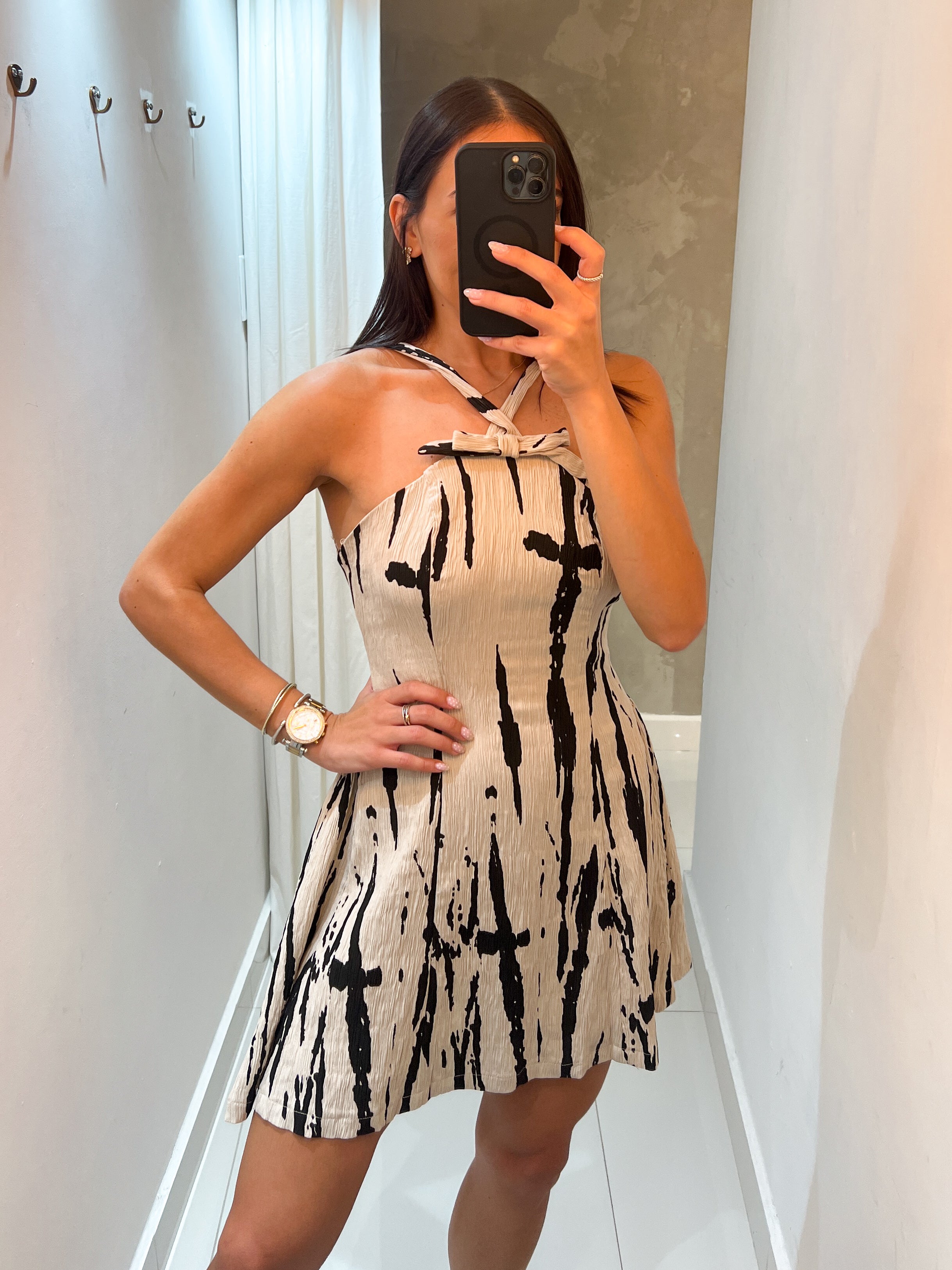 CRISTINA TAUPE PRINT DRESS