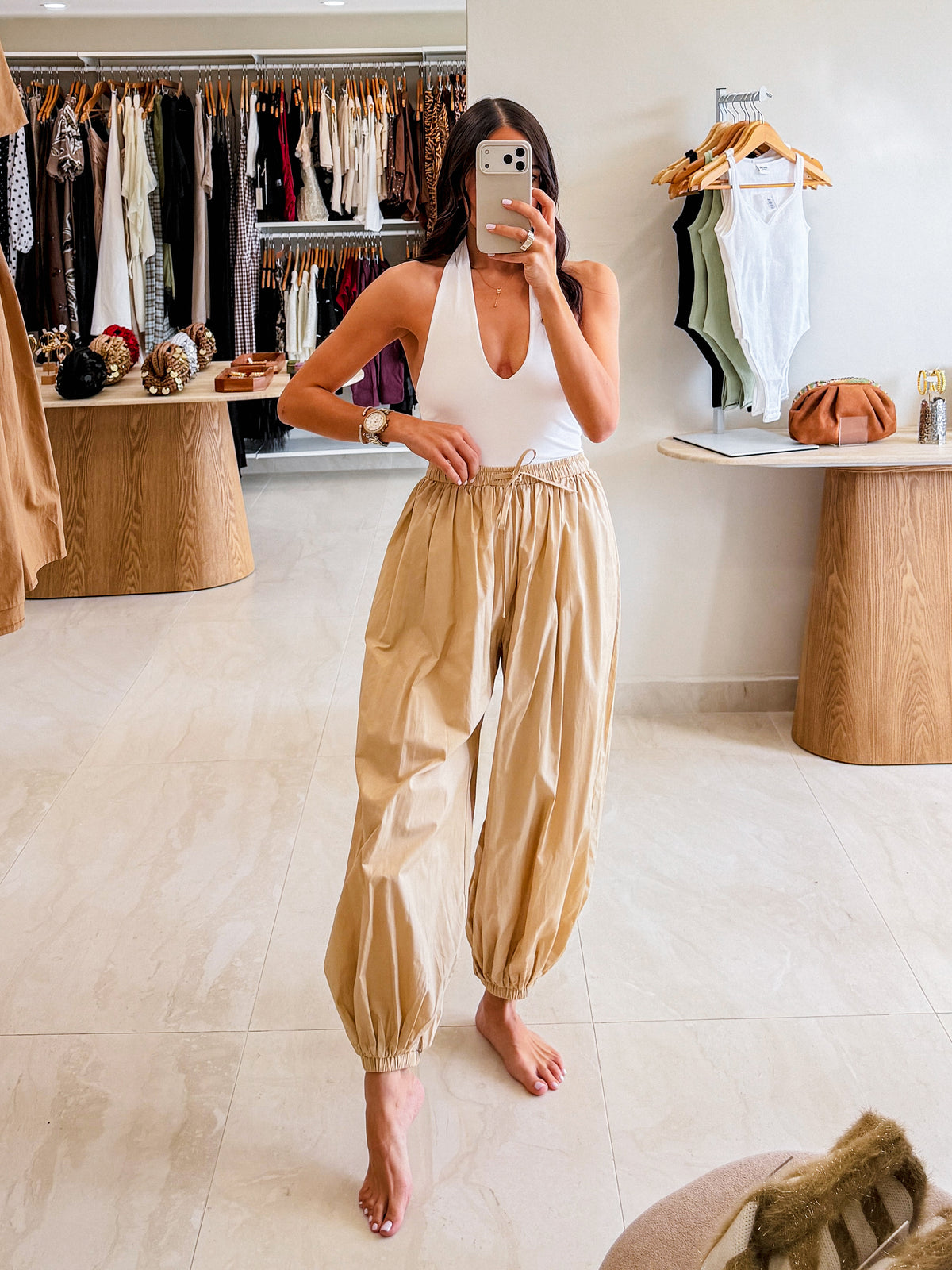 AURORA KHAKI BUBBLE JOGGERS