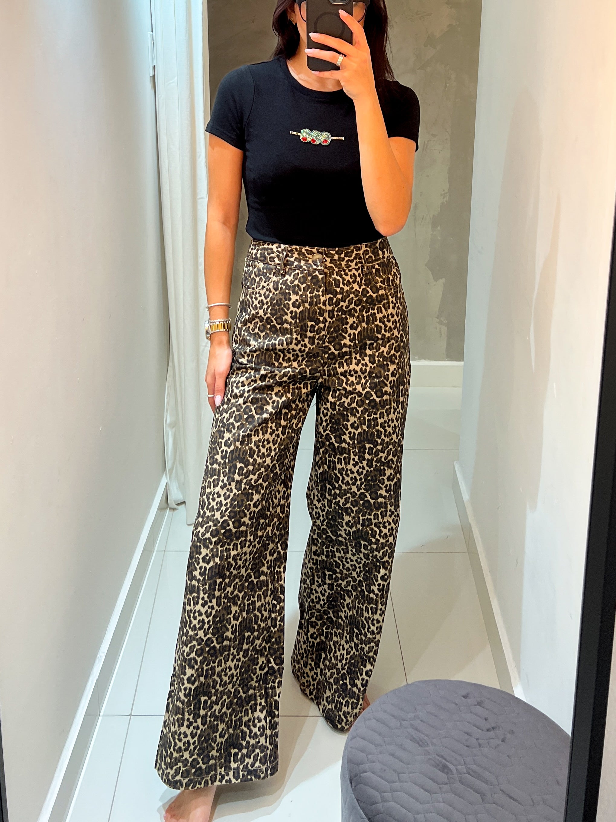 BEA ANIMAL PRINT TAUPE HIGH WAISTED PANTS