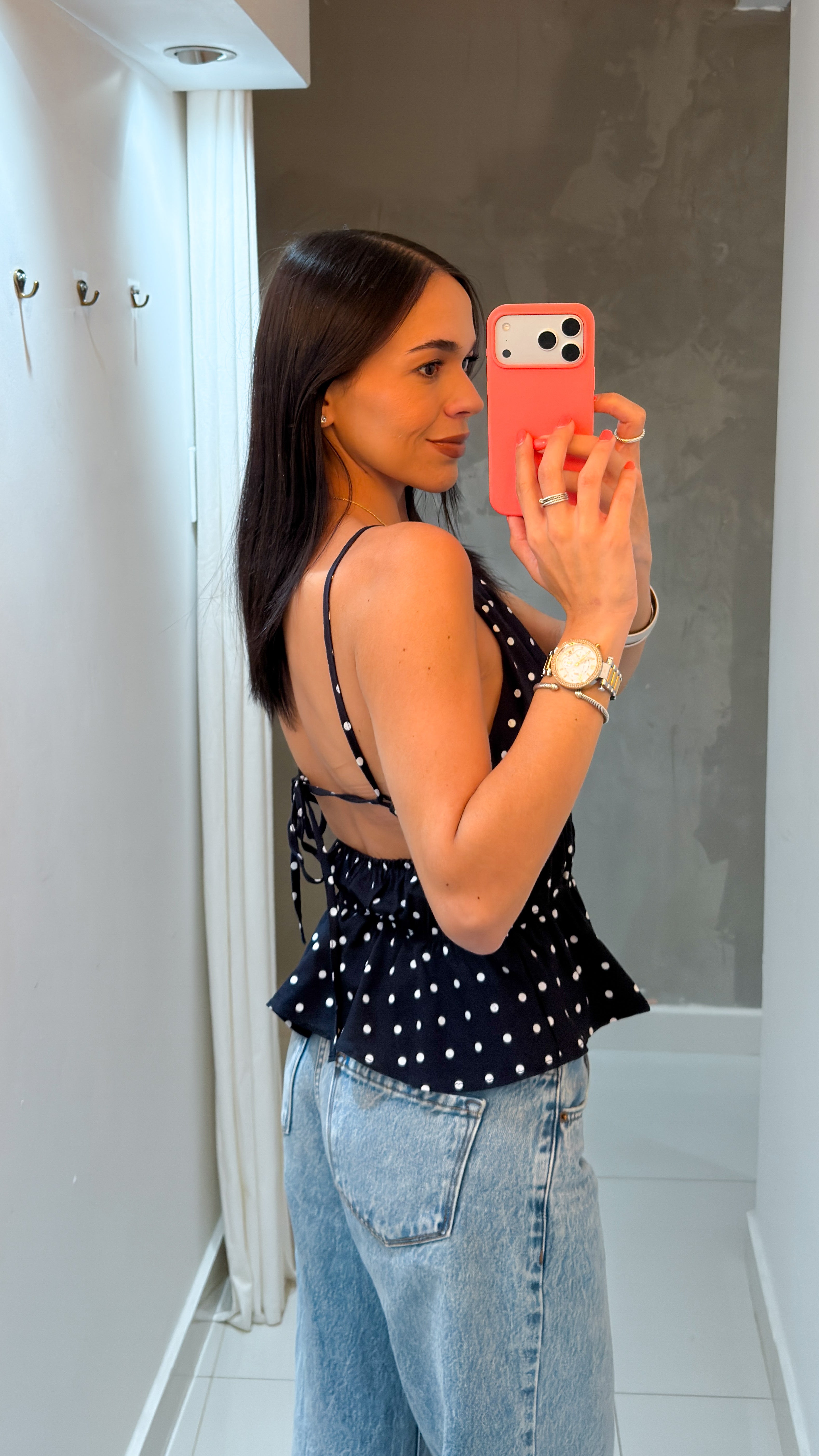 SOFIA POLKA DOT PEPLUM BLOUSE